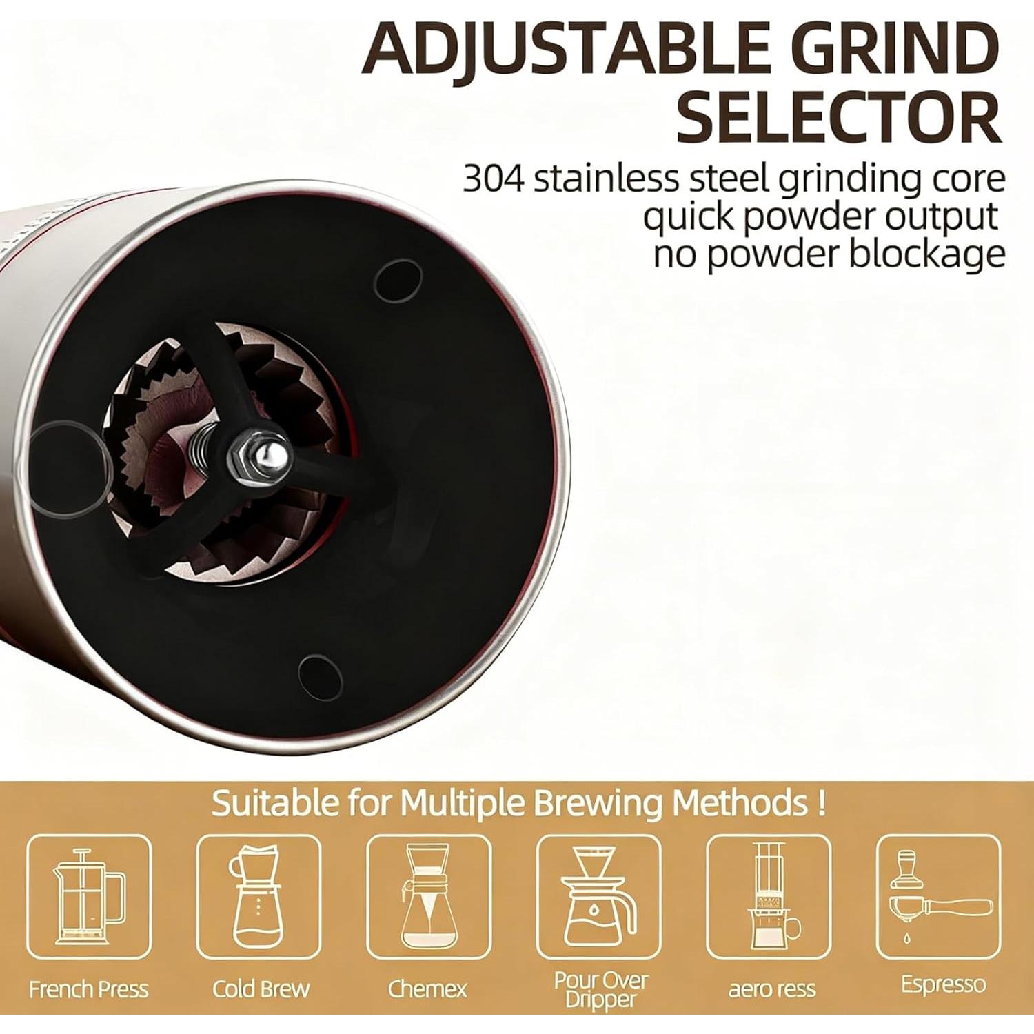 Molino de café eléctrico Toycol portátil recargable 15 niveles