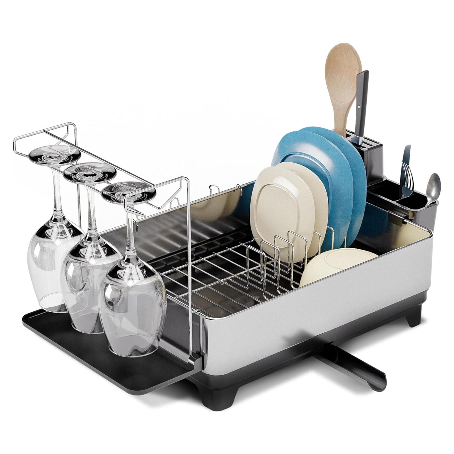 Soporte de Secado de Platos 1 Nivel Home Zone Living Acero Inoxidable