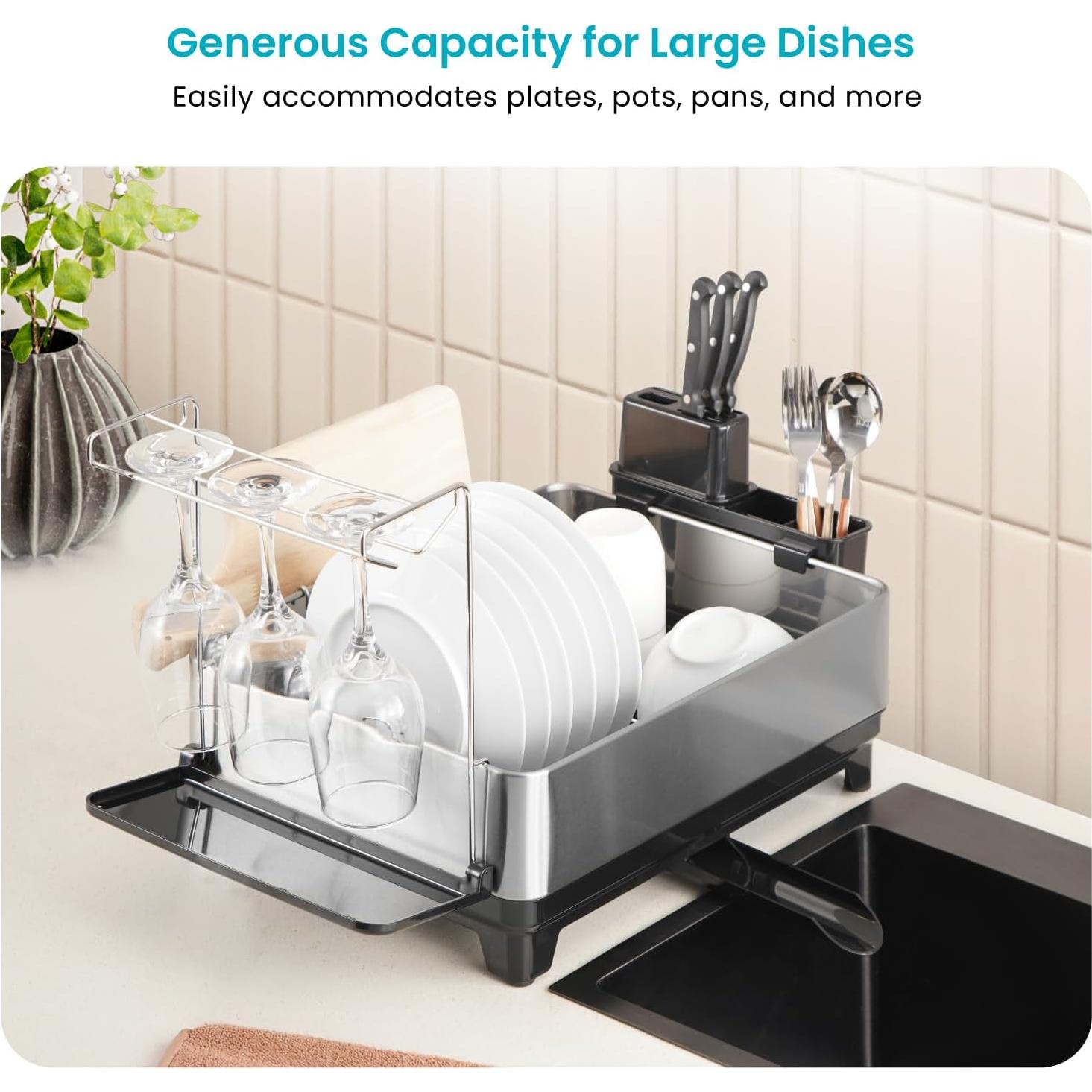 Soporte de Secado de Platos 1 Nivel Home Zone Living Acero Inoxidable