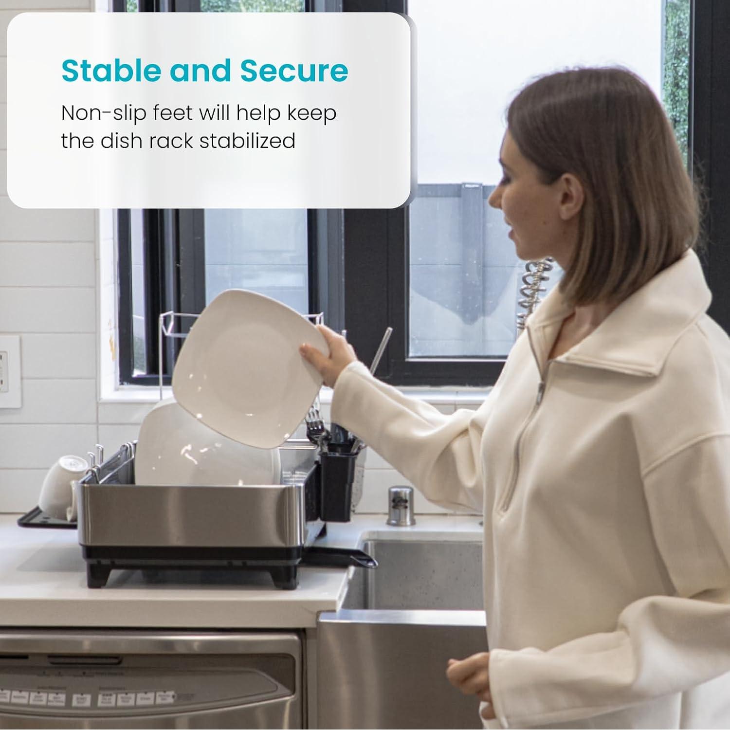 Soporte de Secado de Platos 1 Nivel Home Zone Living Acero Inoxidable