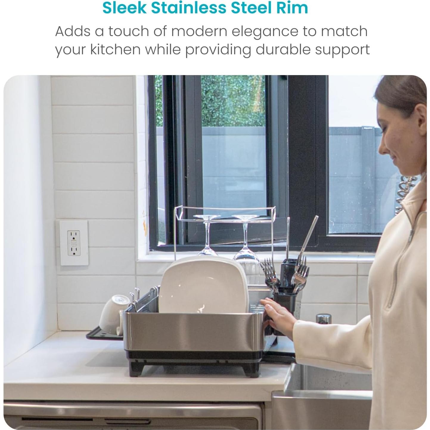 Soporte de Secado de Platos 1 Nivel Home Zone Living Acero Inoxidable