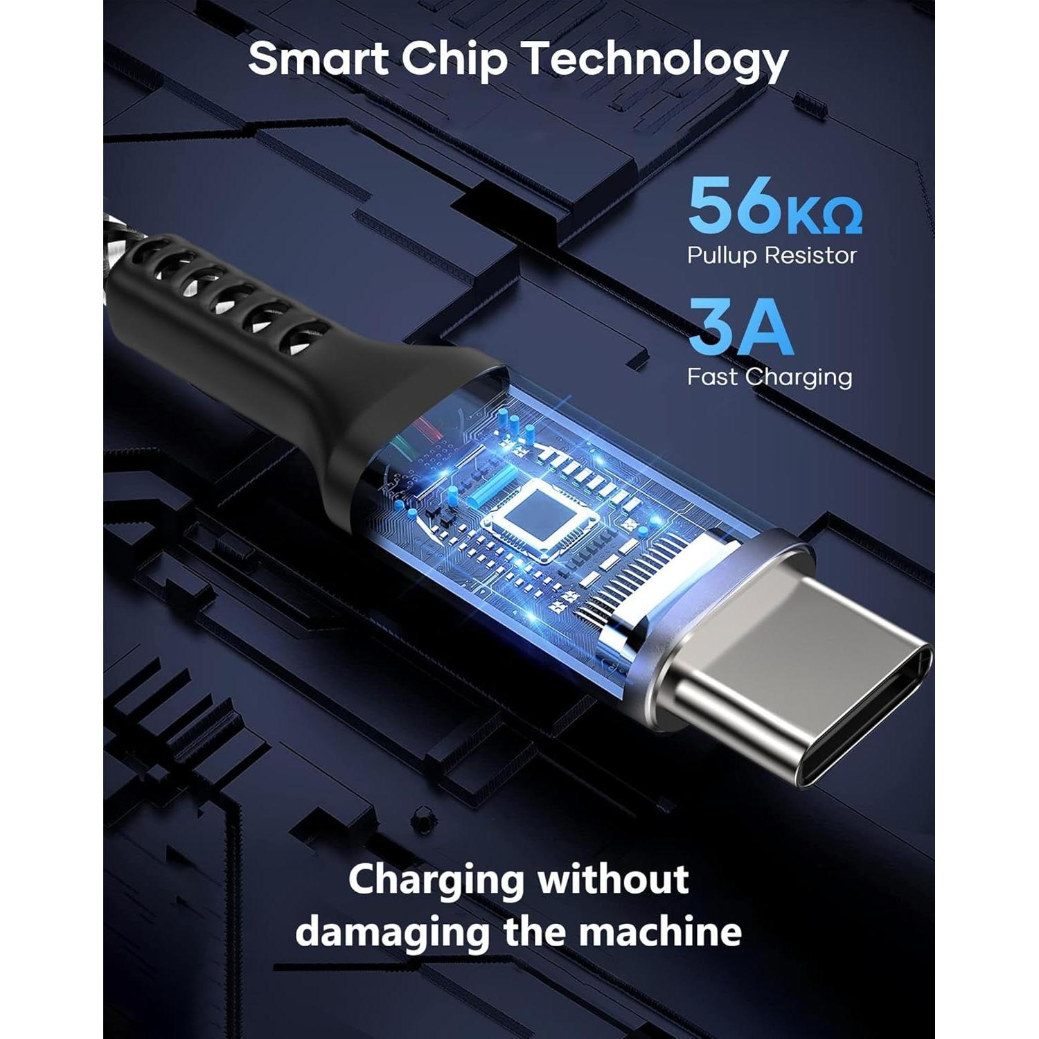 Cable USB C 20 pies 3A Rápido Dongguan Zhenwei Gris