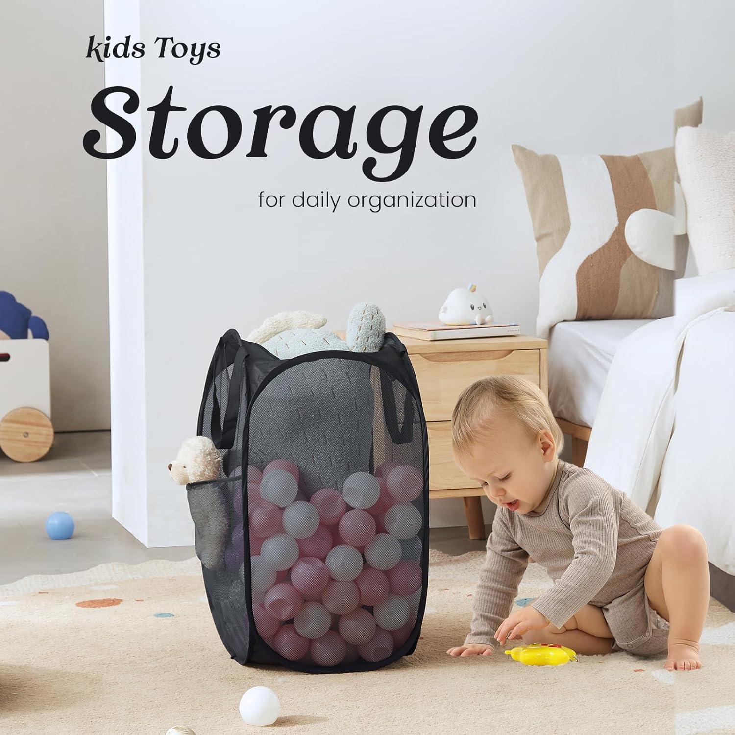 Cesta de lavandería plegable TECHMILLY 71L con asas y bolsillo