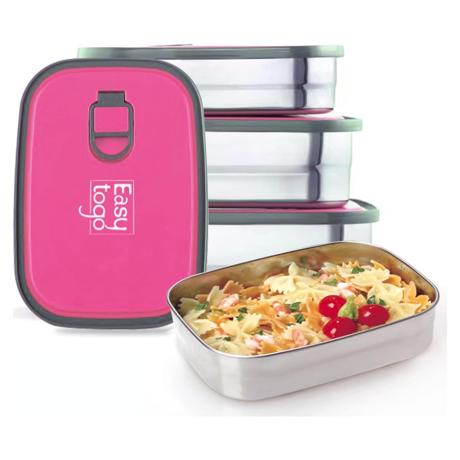 Juego de 3 Contenedores de Almuerzo Easy Togo Acero Inoxidable 2.1L