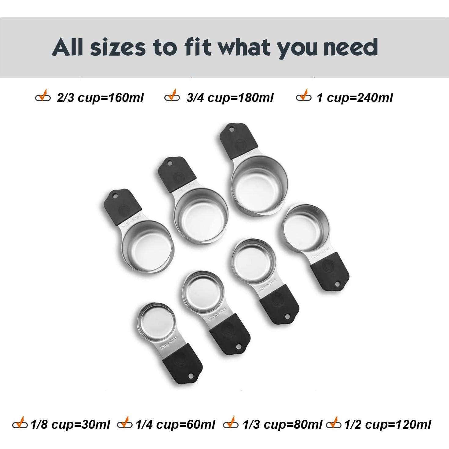 Juego de Tazas Medidoras Magnéticas WARMHEART 7 Piezas Acero Inoxidable