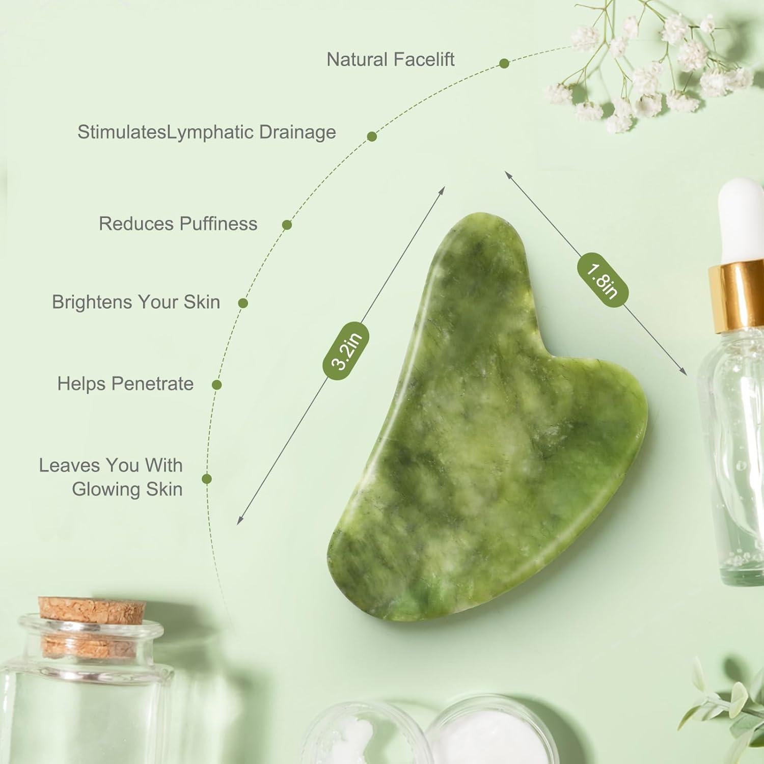 Set de Masaje Gua Sha Airogym de Jade Natural - 2 Piezas