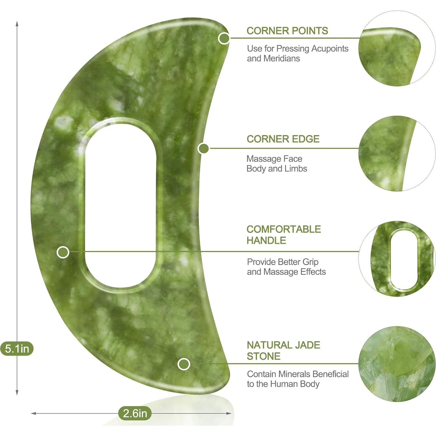 Set de Masaje Gua Sha Airogym de Jade Natural - 2 Piezas