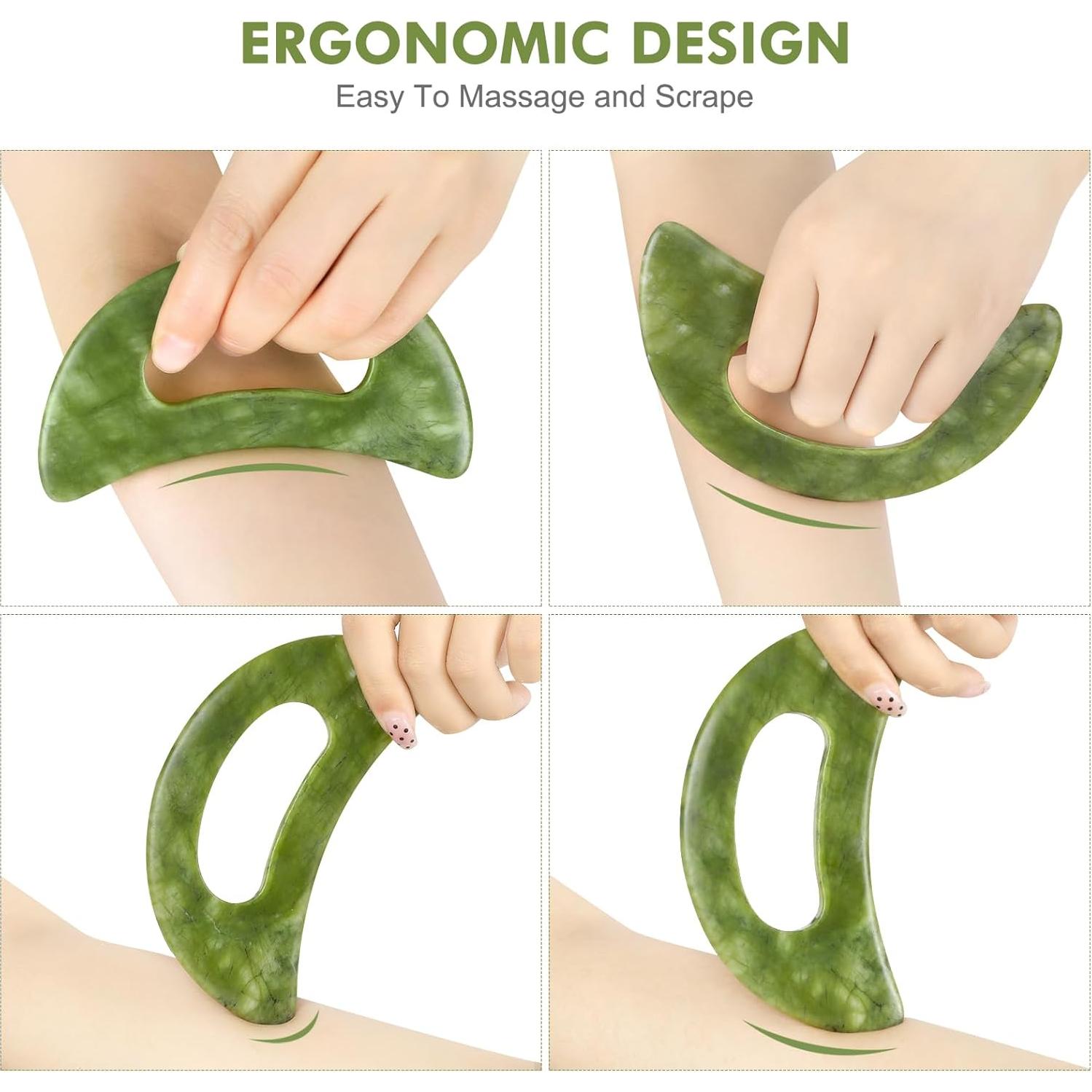 Set de Masaje Gua Sha Airogym de Jade Natural - 2 Piezas