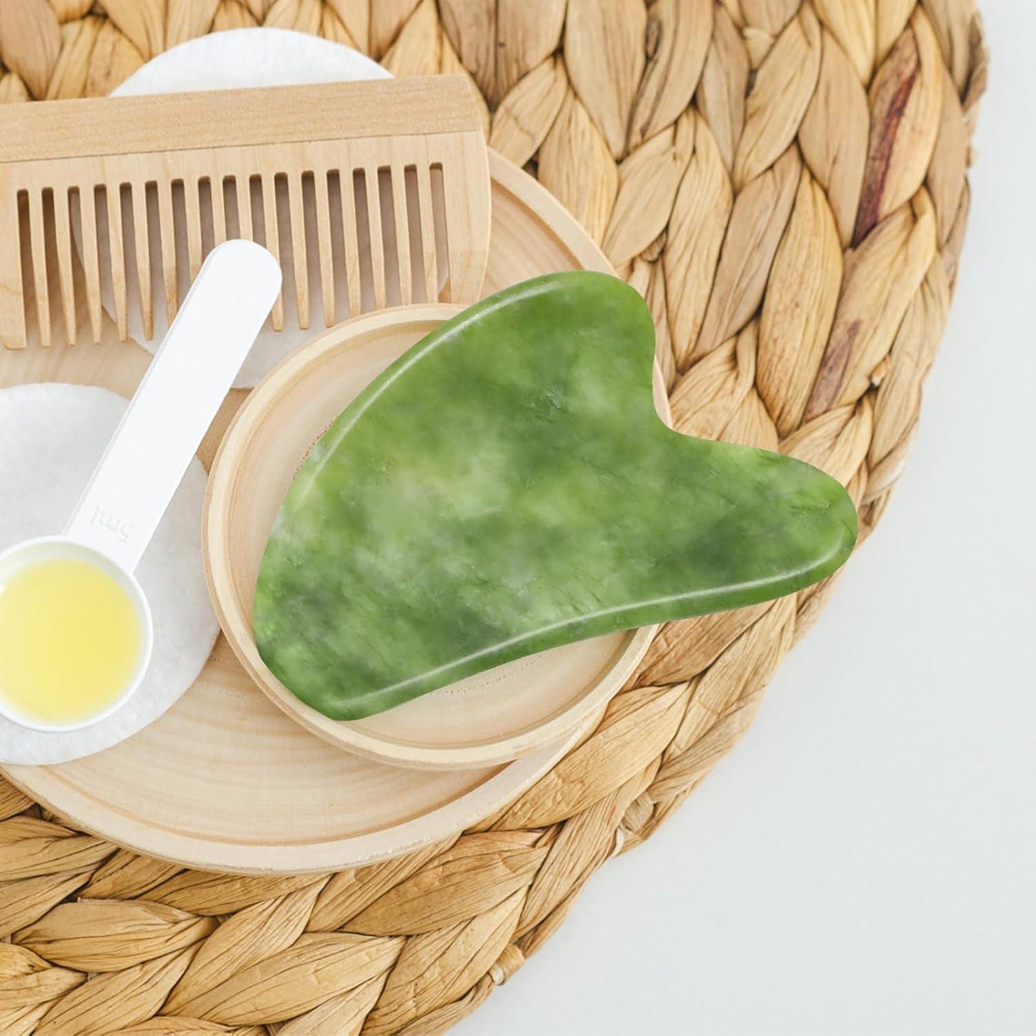 Set de Masaje Gua Sha Airogym de Jade Natural - 2 Piezas