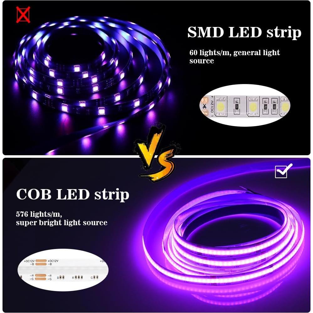 Luz de Tira LED RGB COB INDARUN 5m 12V Control APP