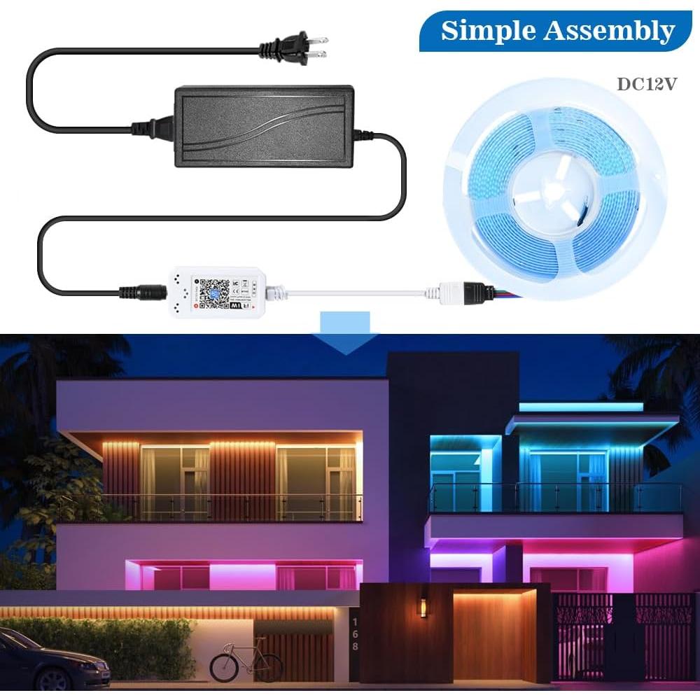 Luz de Tira LED RGB COB INDARUN 5m 12V Control APP