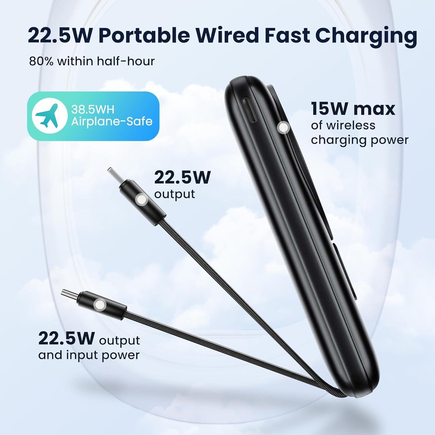 Banco de Poder Inalámbrico 10000mAh Echarger Negro 22.5W