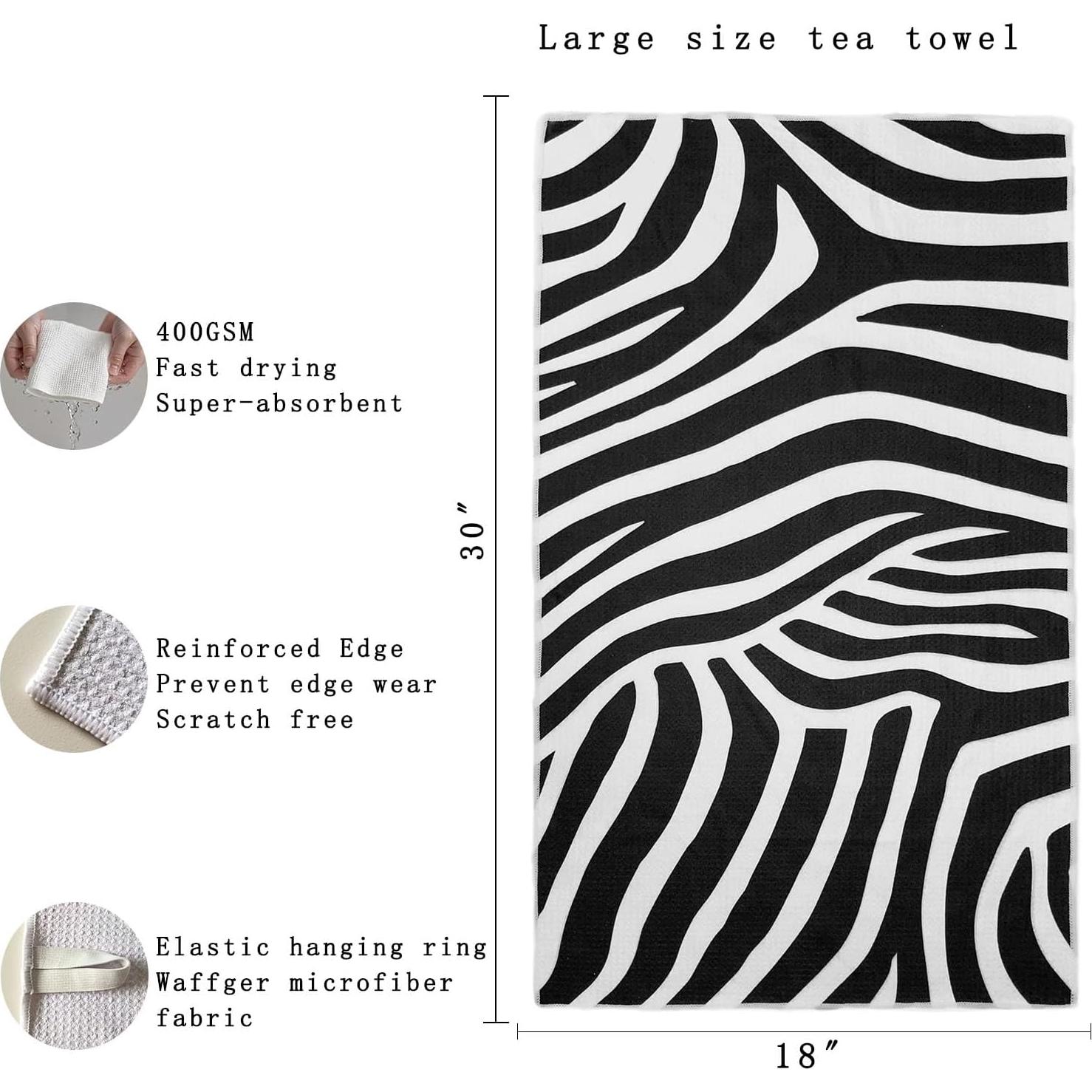 Toallas de cocina Arbioli microfibra 45.72x76.2 cm rayas negras