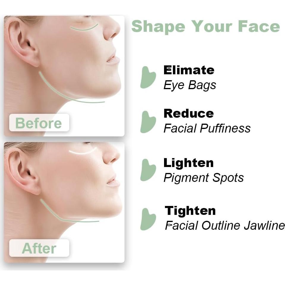 Kit Gua Sha Facial BLHLA Verde - Masaje y Cuidado de la Piel