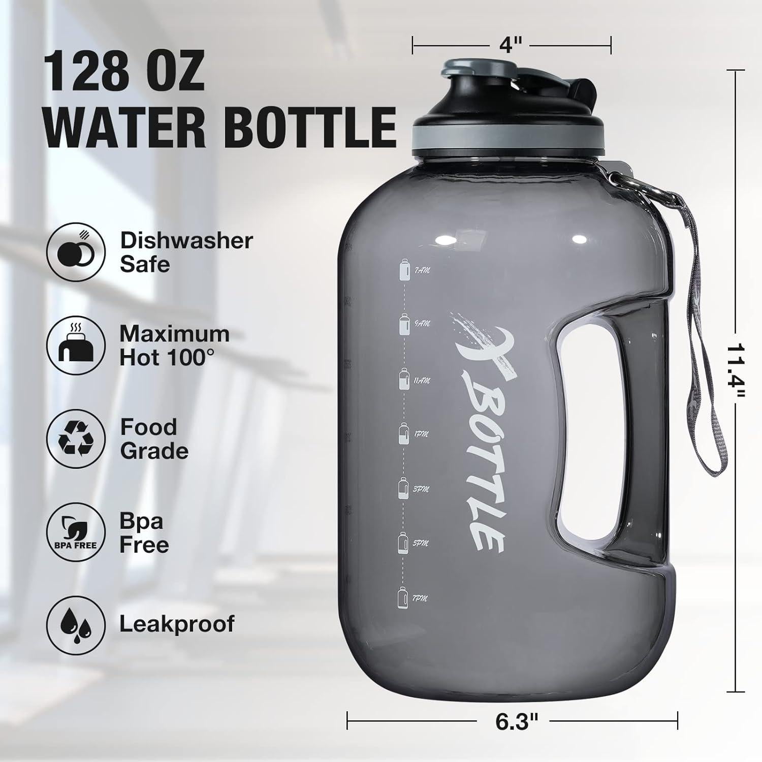 Botella de Agua de 1 Galón XBOTTLE con Tapa Chug 128oz