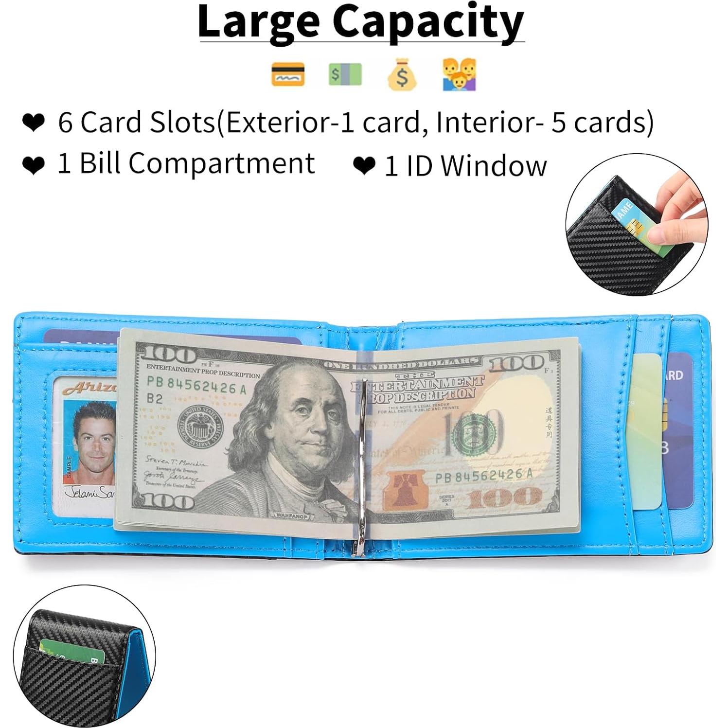 Billetera de Cuero Delgado LOUEBICA con Bloqueo RFID y Clip