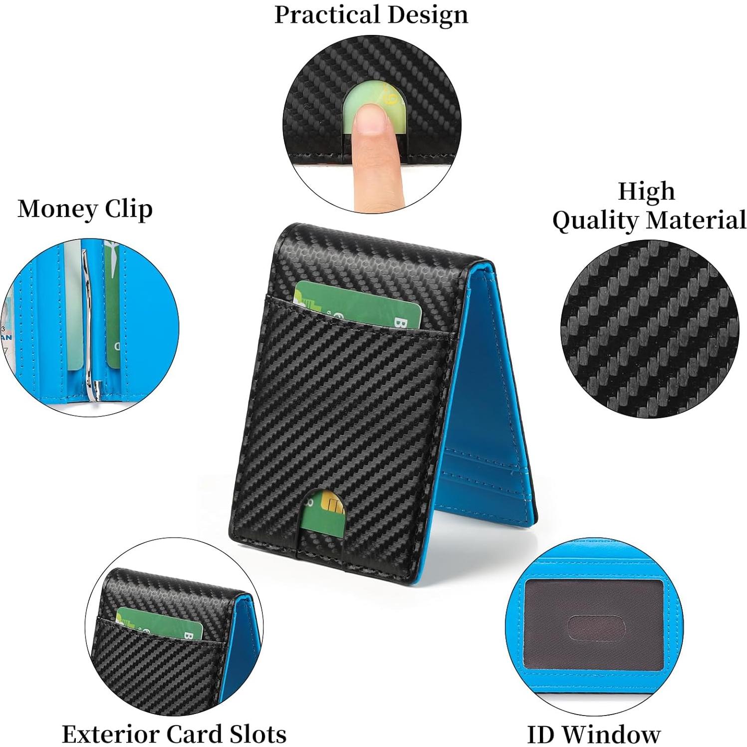 Billetera de Cuero Delgado LOUEBICA con Bloqueo RFID y Clip