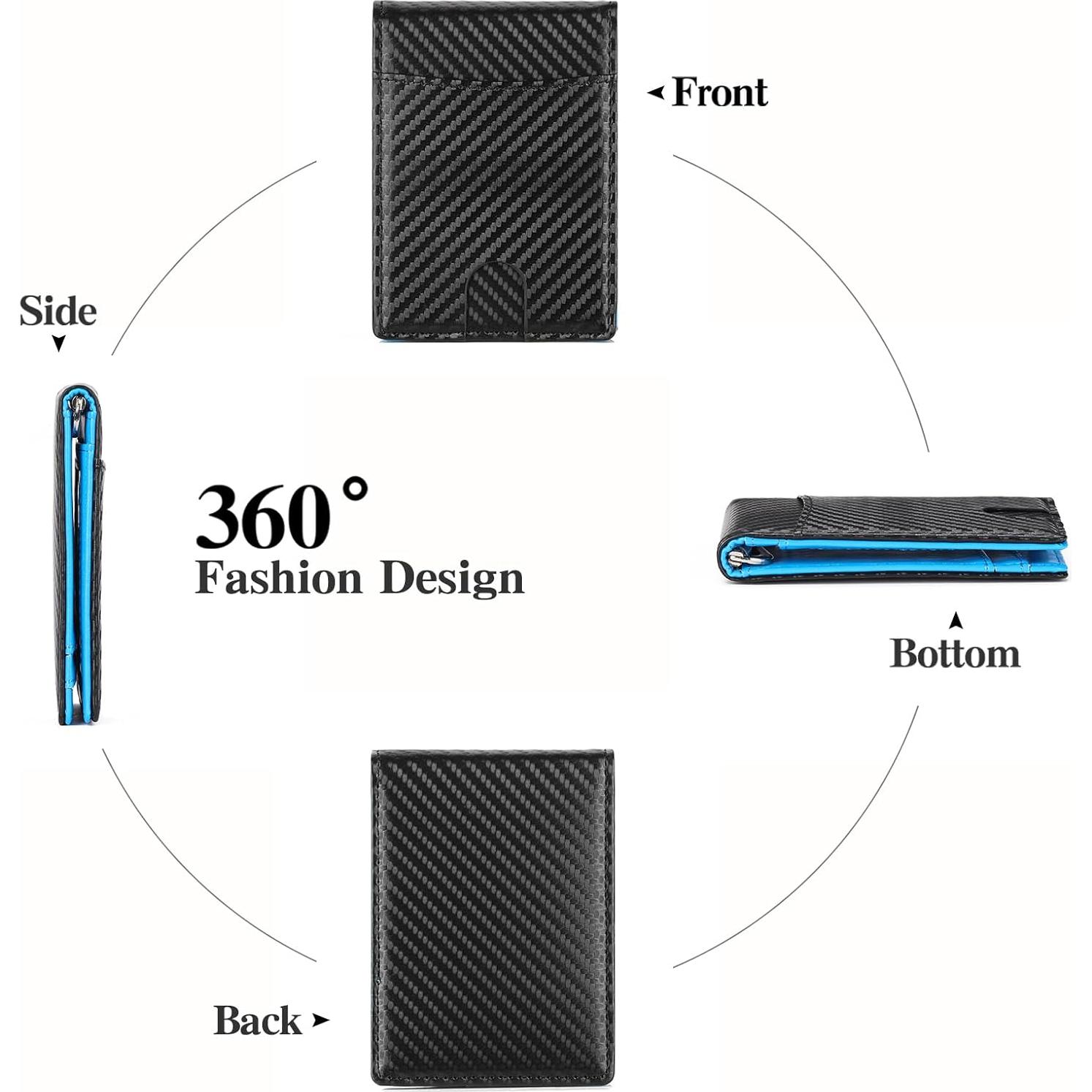 Billetera de Cuero Delgado LOUEBICA con Bloqueo RFID y Clip