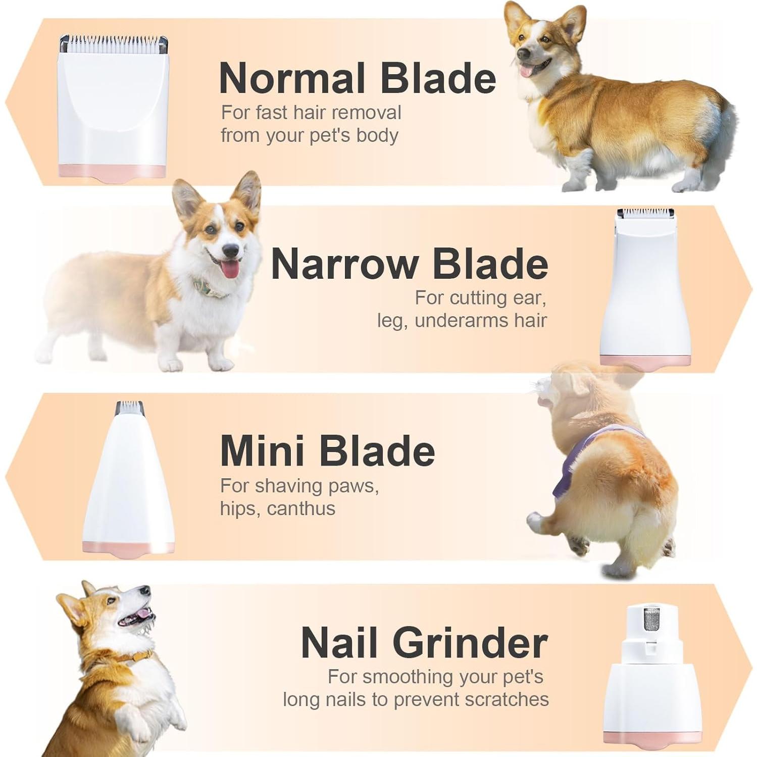 Cortapelos Silencioso KIKETECH Rosa 4 en 1 para Perros y Gatos