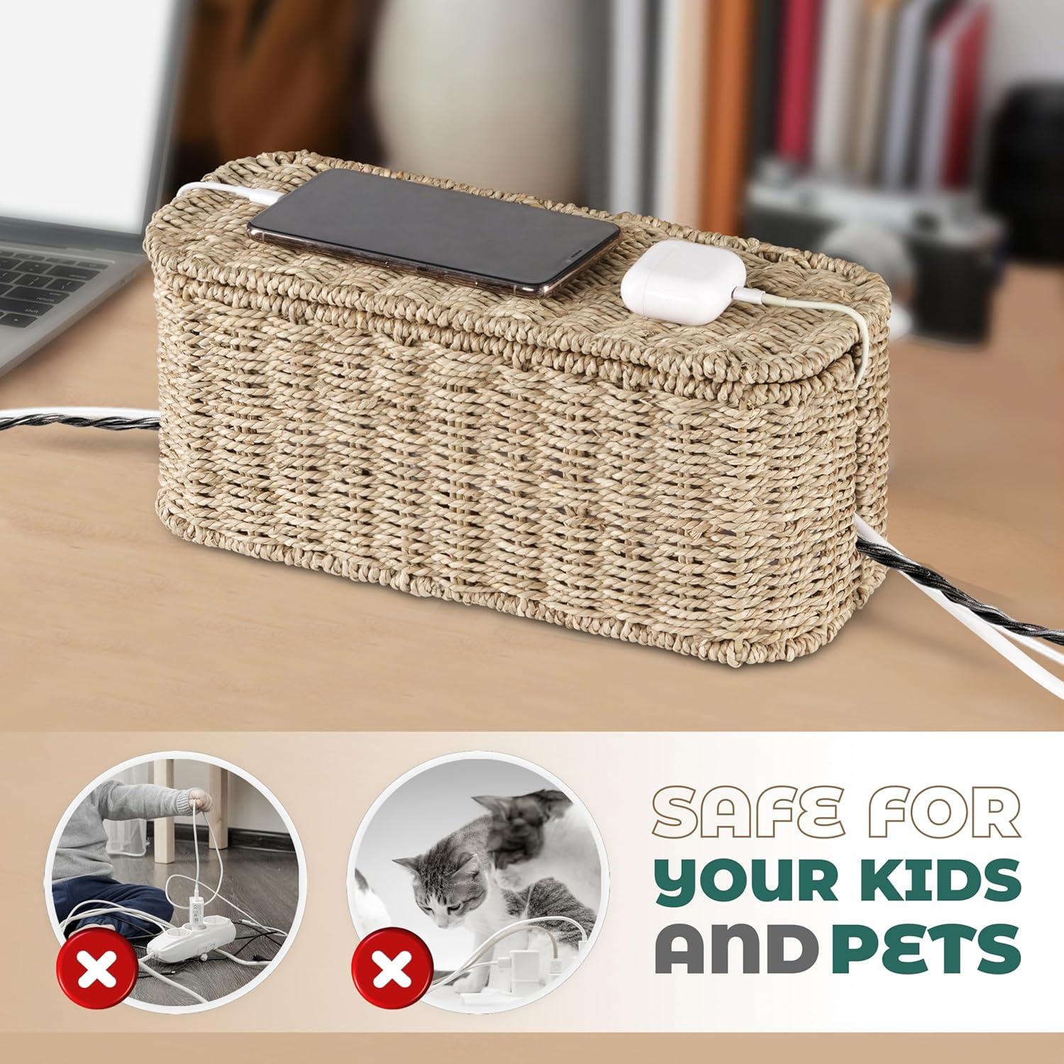 Caja Organizadora de Cables BLUEWEST - Fibra Natural 38.1x15.5cm