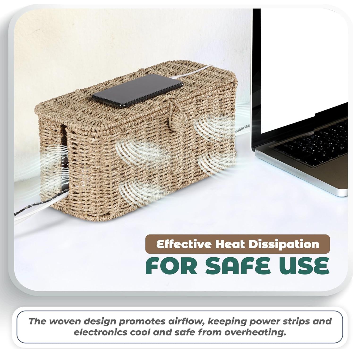 Caja Organizadora de Cables BLUEWEST - Fibra Natural 38.1x15.5cm