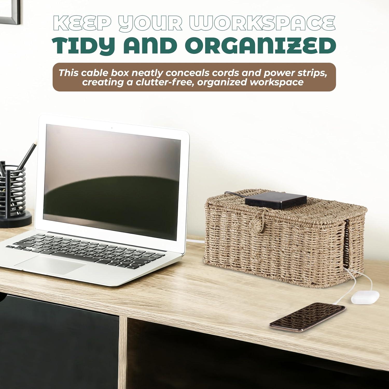 Caja Organizadora de Cables BLUEWEST - Fibra Natural 38.1x15.5cm