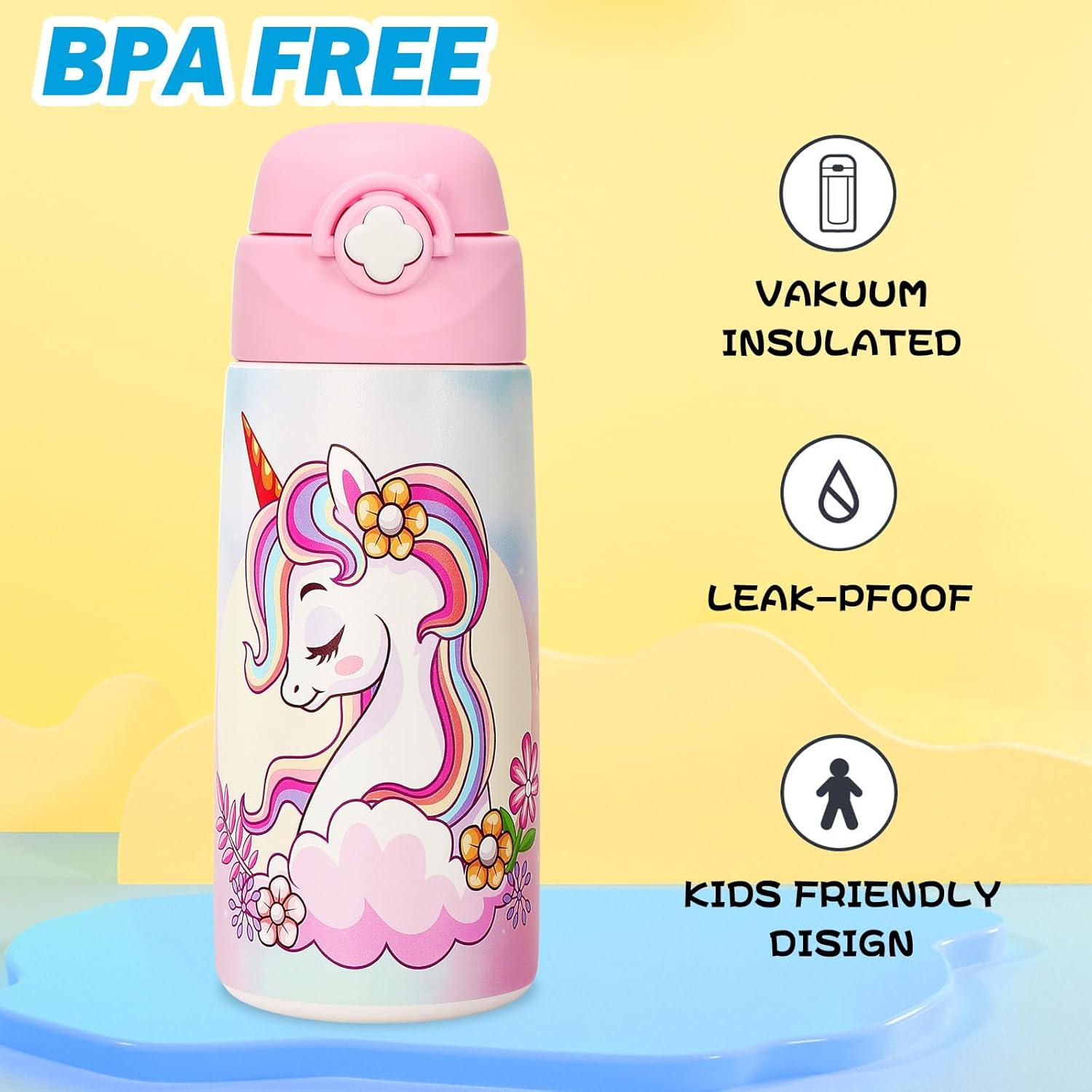 Botella de Agua Aislada Ntswasd Unicornio 0.47L a Prueba de Fugas