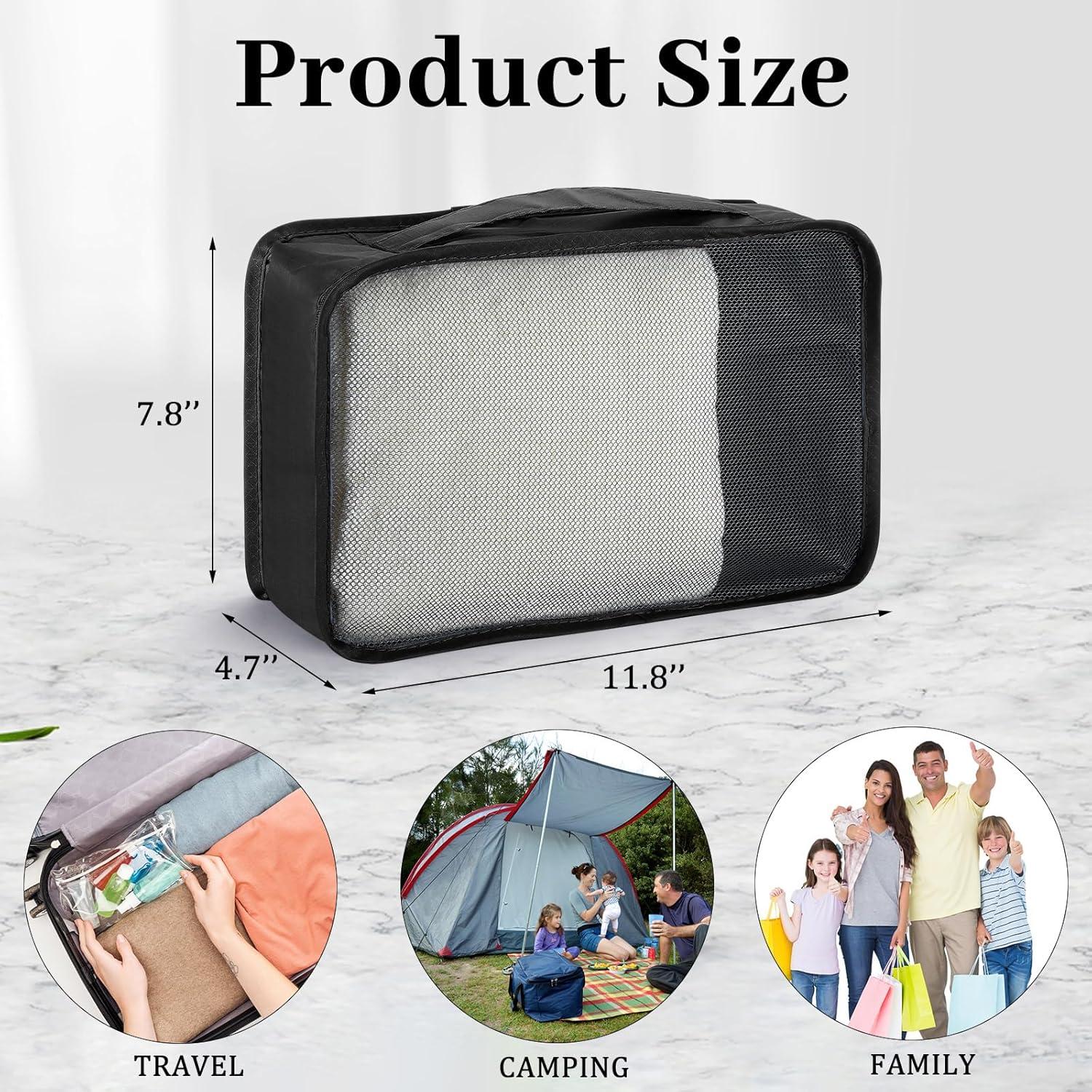 Cubos de Empaque Woanger 12 Pcs para Viaje 30x20x12 cm Negro