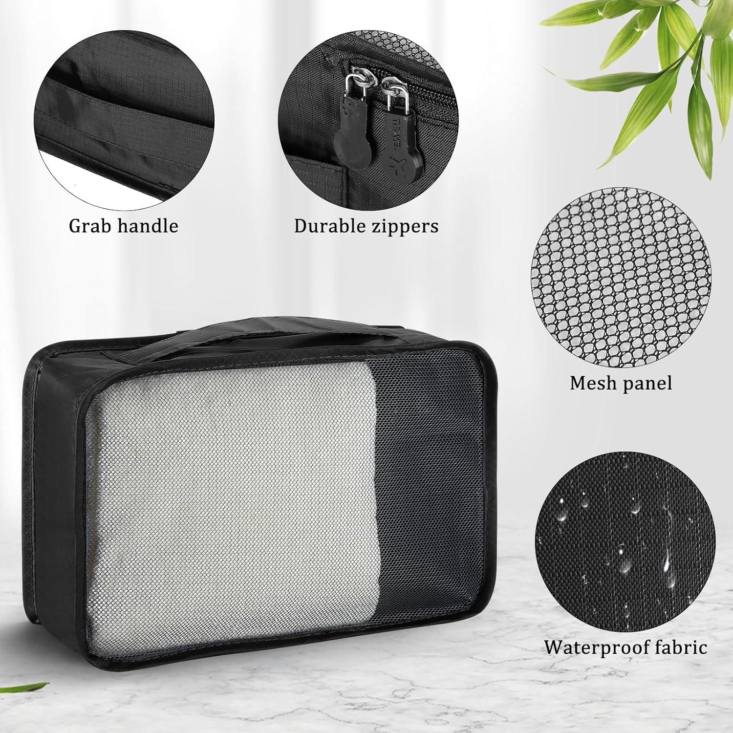 Cubos de Empaque Woanger 12 Pcs para Viaje 30x20x12 cm Negro