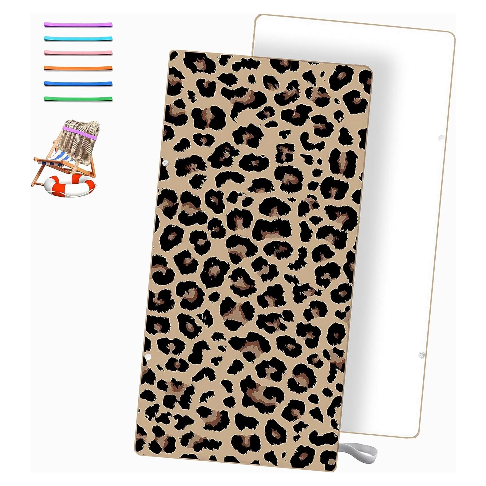 Toalla de Playa Microfibra BIFMVOG Leopardo 76x152cm Secado Rápido