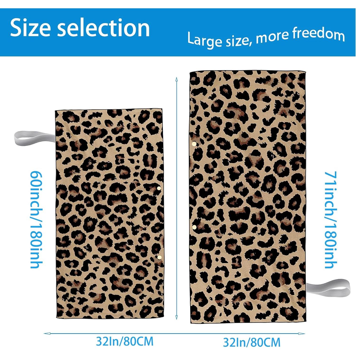 Toalla de Playa Microfibra BIFMVOG Leopardo 76x152cm Secado Rápido