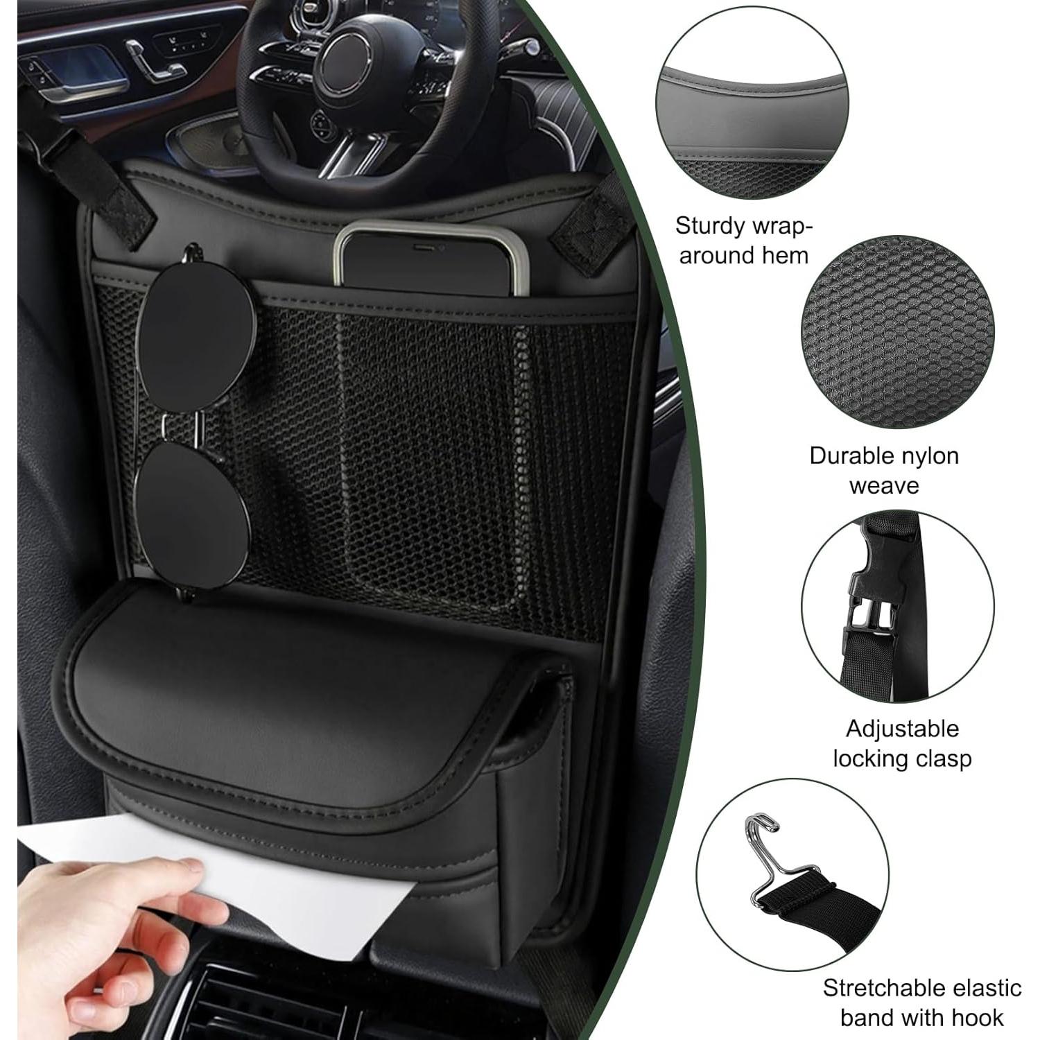 Organizador de Auto Ohleats entre Asientos Cuero Nappa Negro