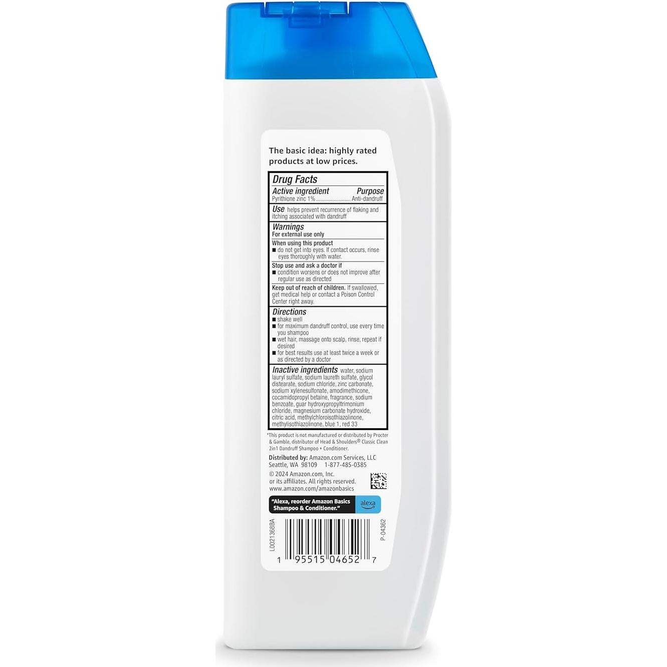 Champú y Acondicionador 2 en 1 Amazon Basics 400 ml Anti-Caspa