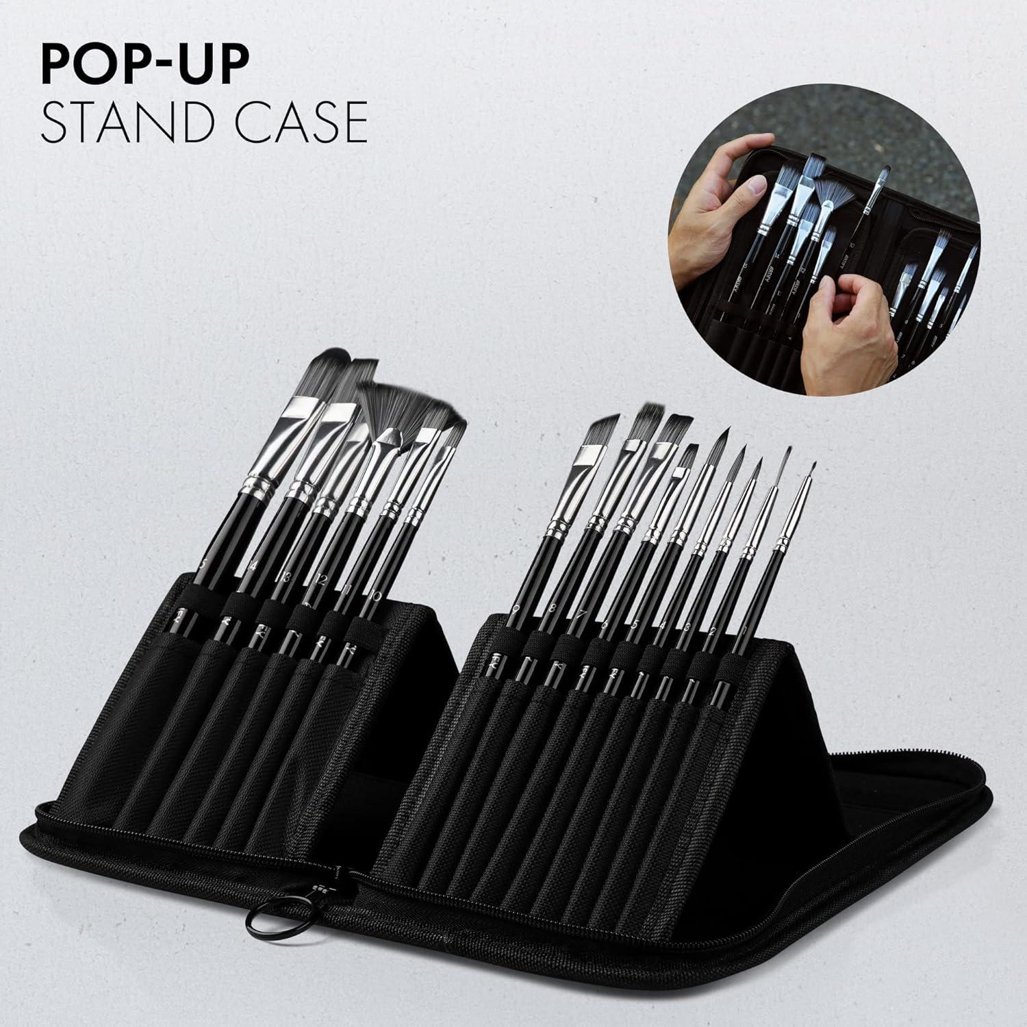 Juego de 18 Pinceles ARTIFY de Nylon para Pintura Profesional