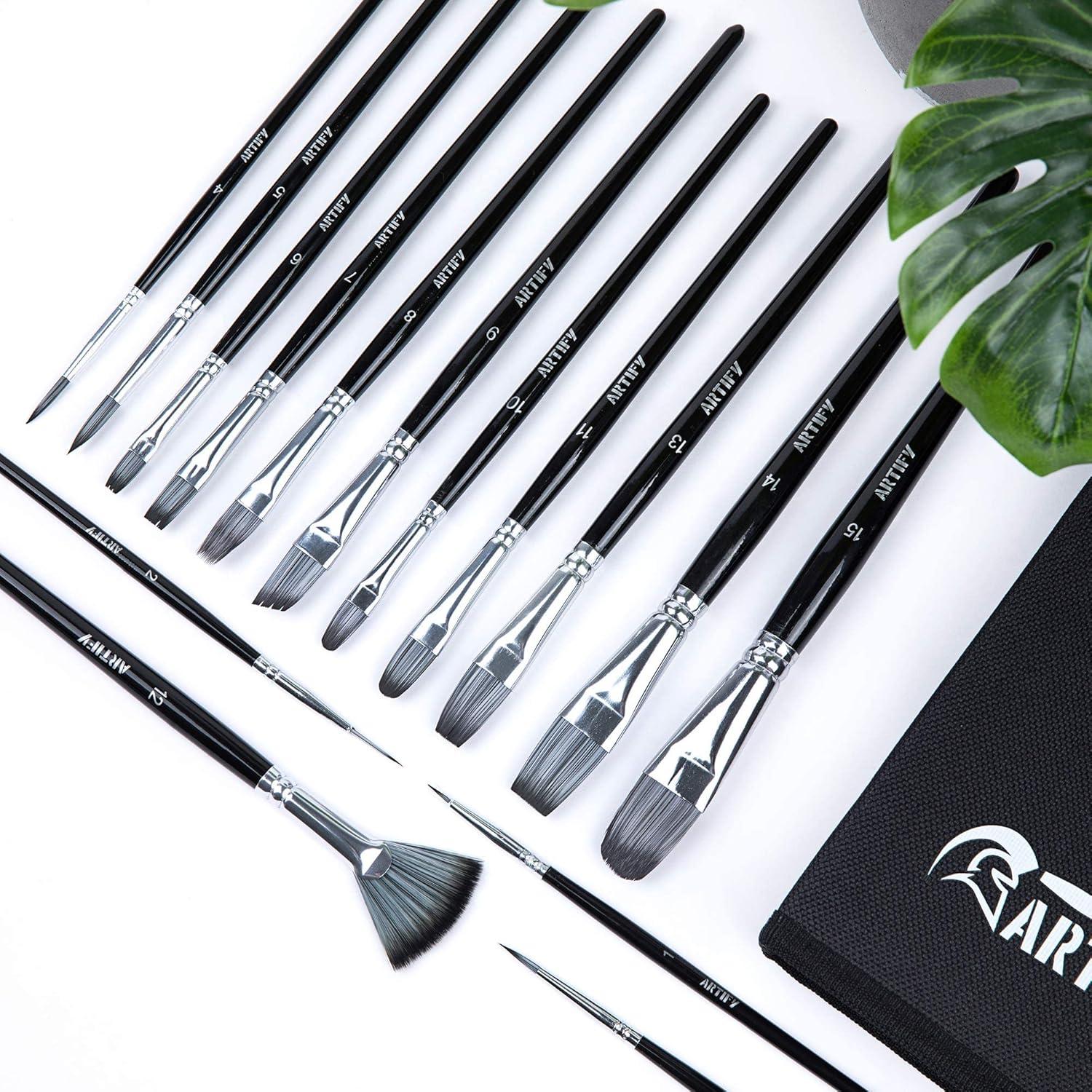 Juego de 18 Pinceles ARTIFY de Nylon para Pintura Profesional