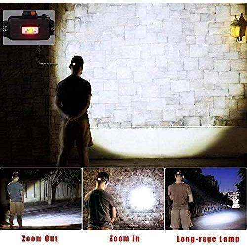 Rechargeable Headlamp, 2000 Lumen Ultra Bright 5 LED Head Lamp for Adults, Waterproof Zoomable Headlight Flashlight, Work Outdoor Hard Hat Light for Camping Hiking Fishing Hunting