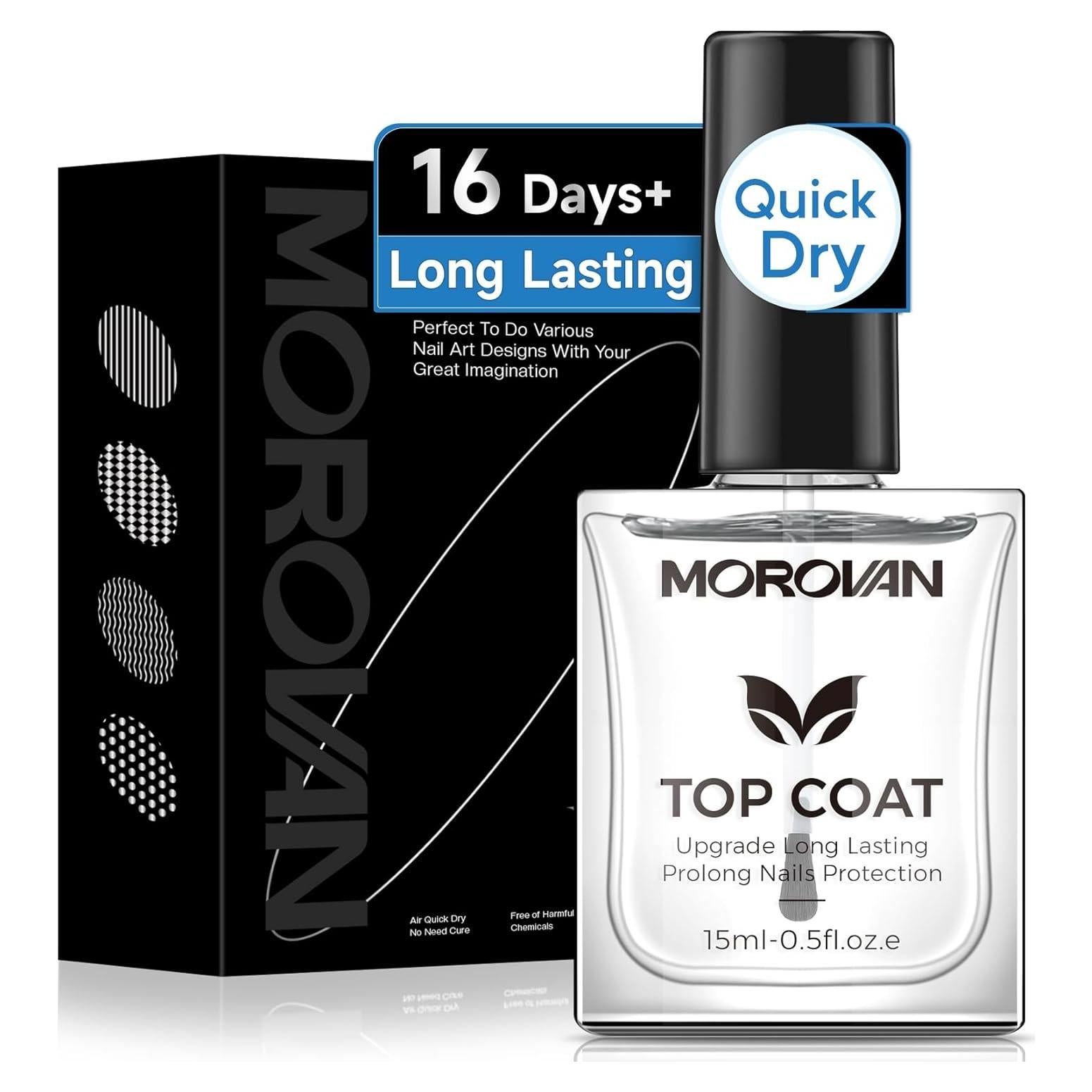 Esmalte de Uñas Top Coat Morovan Transparente Secado Rápido