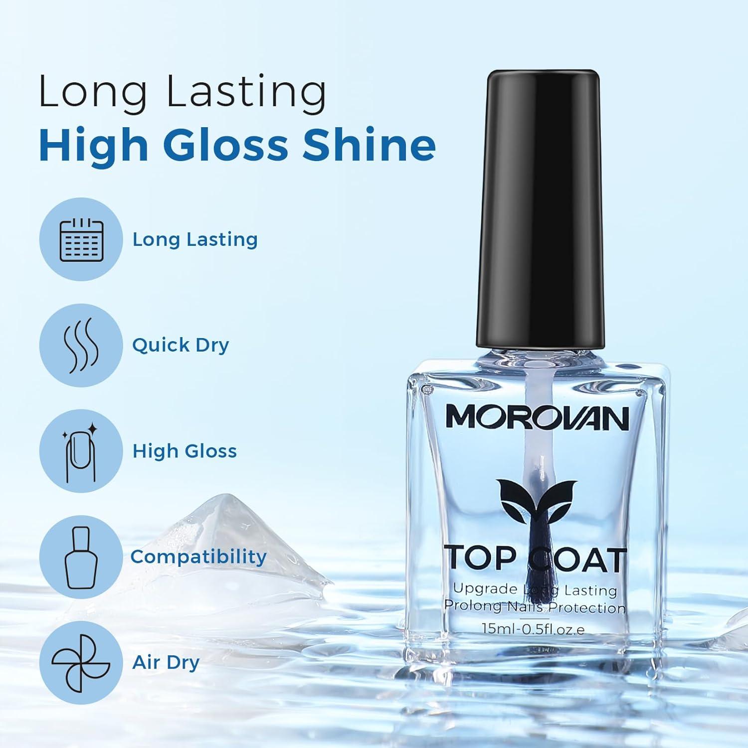 Esmalte de Uñas Top Coat Morovan Transparente Secado Rápido