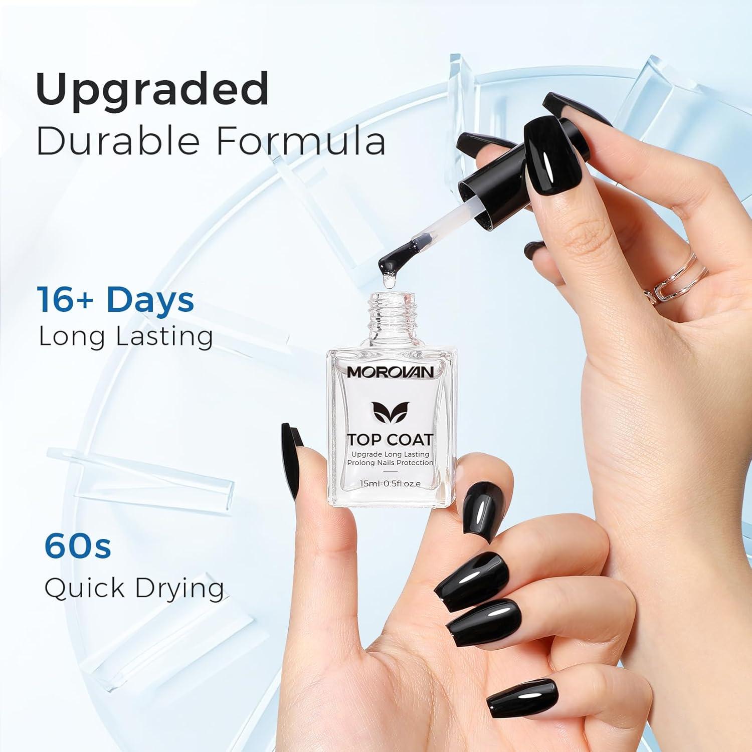 Esmalte de Uñas Top Coat Morovan Transparente Secado Rápido