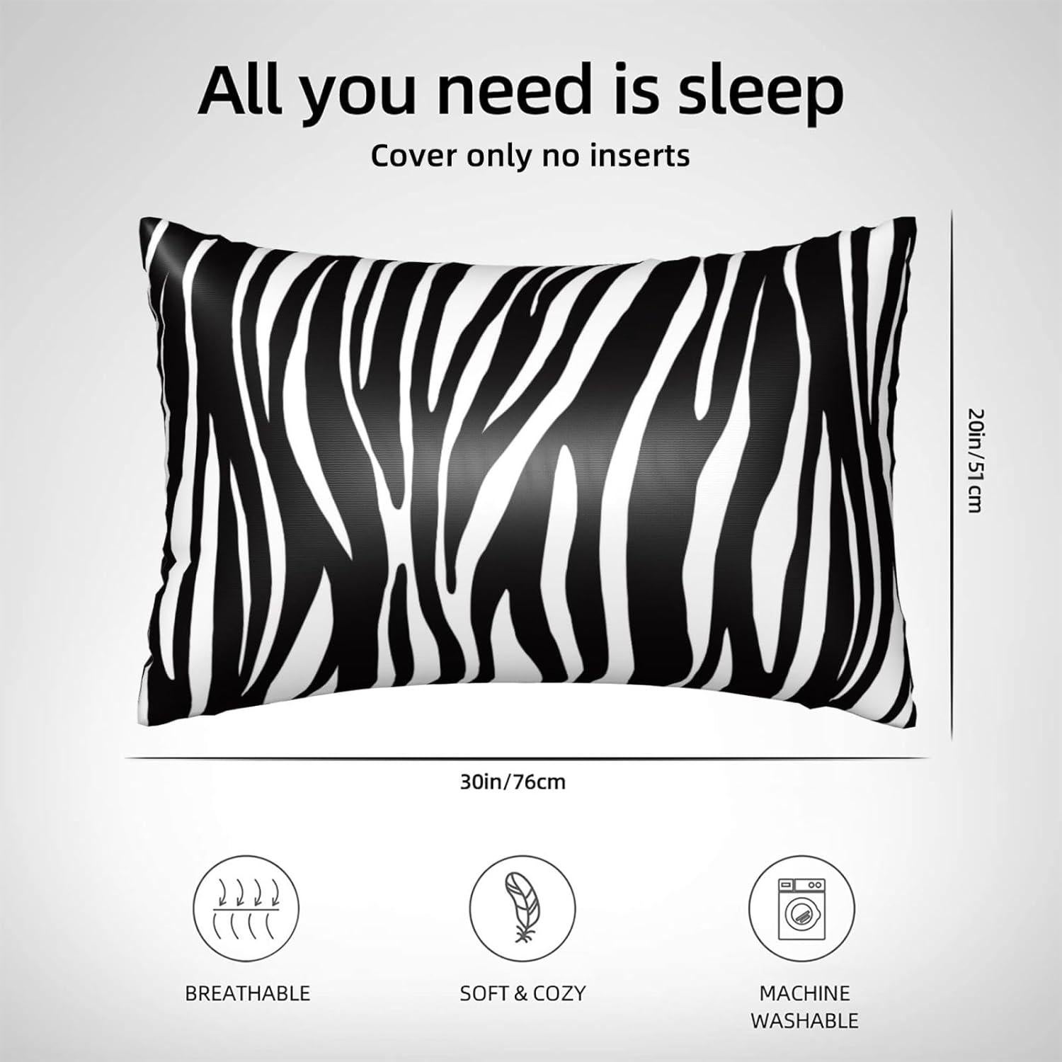 Funda de Almohada de Satén JKJNLHJE 20x30 cm Cebra