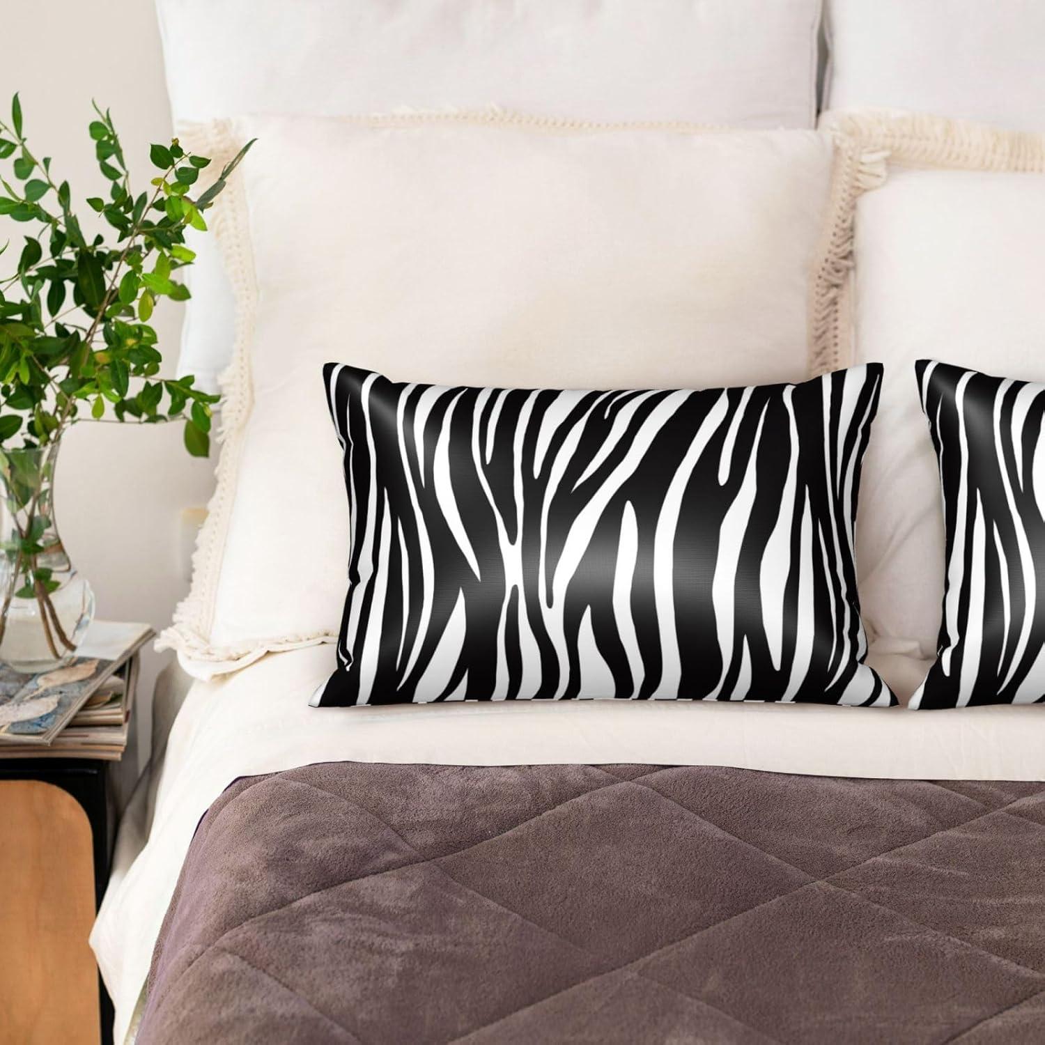 Funda de Almohada de Satén JKJNLHJE 20x30 cm Cebra