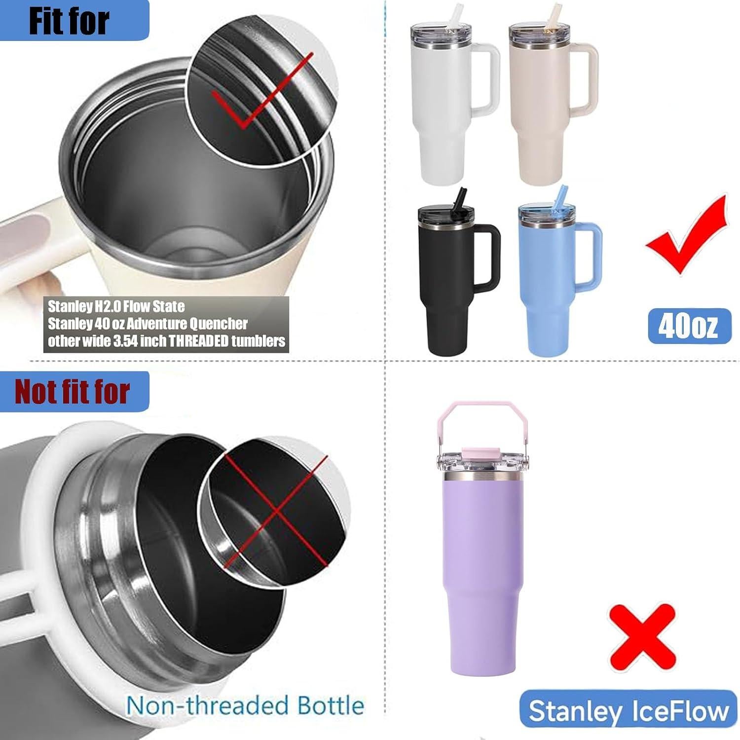 Paquete de 2 tapas de paja Bnoname para vaso Stanley 40 oz