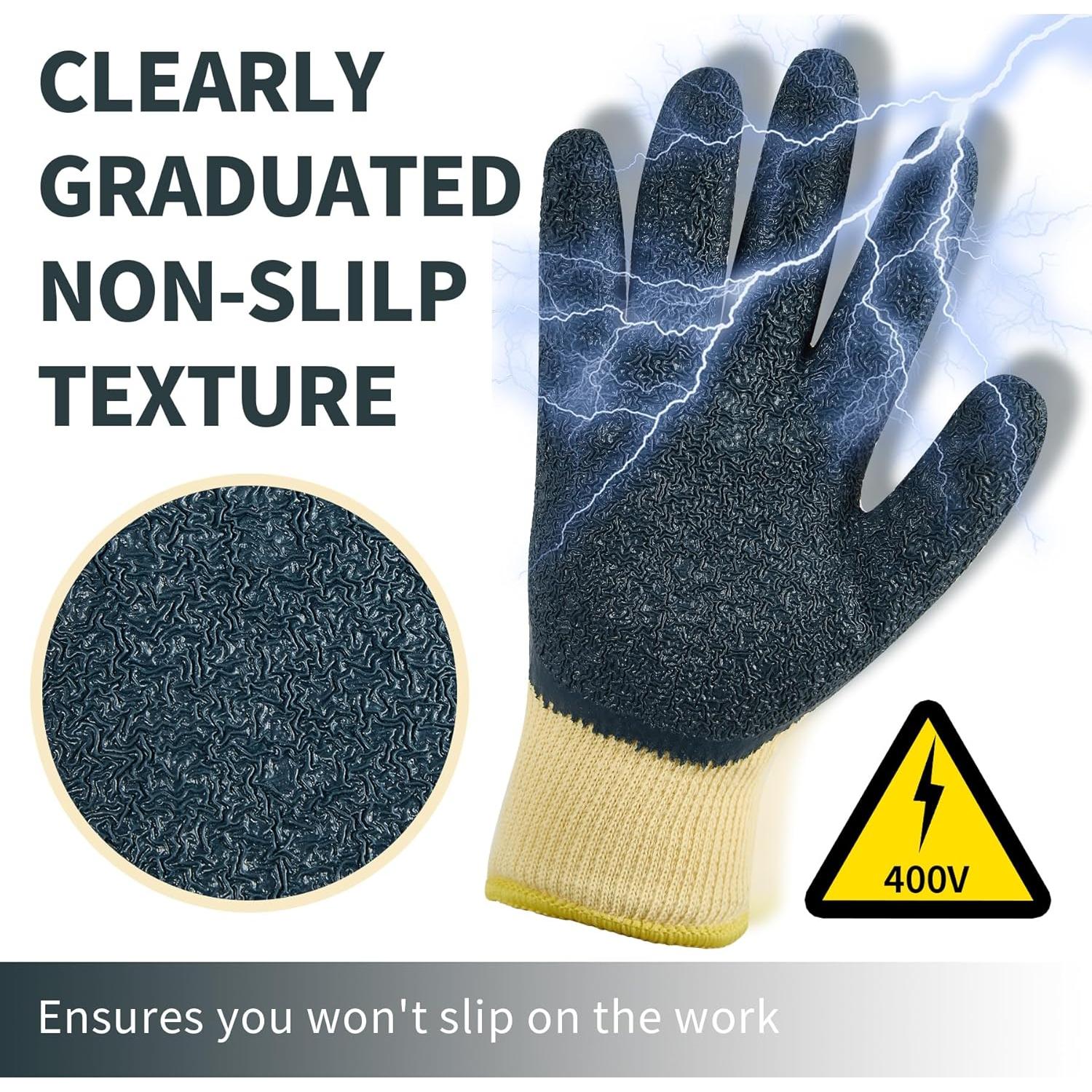 Guantes Aislantes Resistentes 400V Electricista Goma Antideslizante