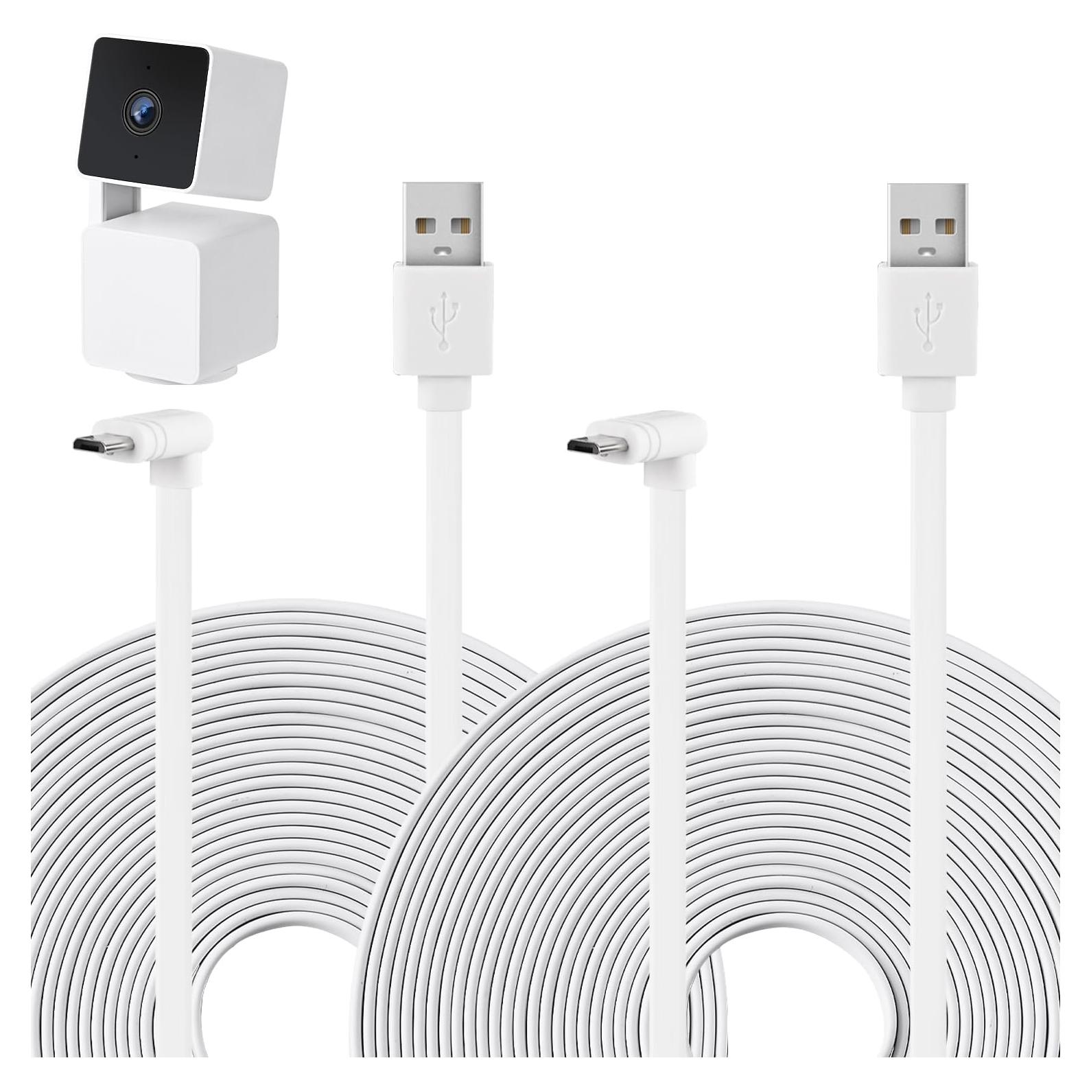 2Pack Cable de Extensión Micro USB 7.5m Goldtime para WYZE Cam V3