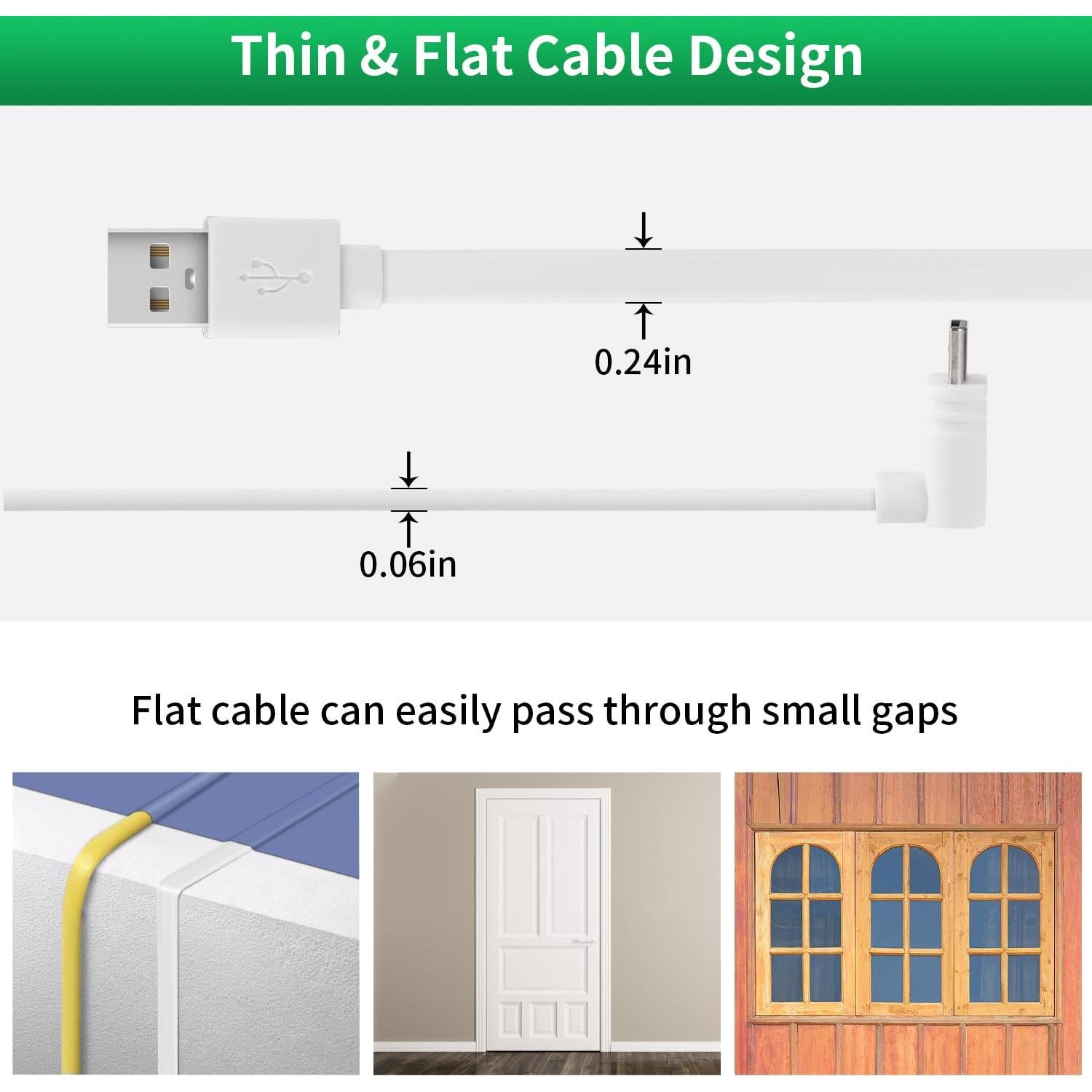 2Pack Cable de Extensión Micro USB 7.5m Goldtime para WYZE Cam V3