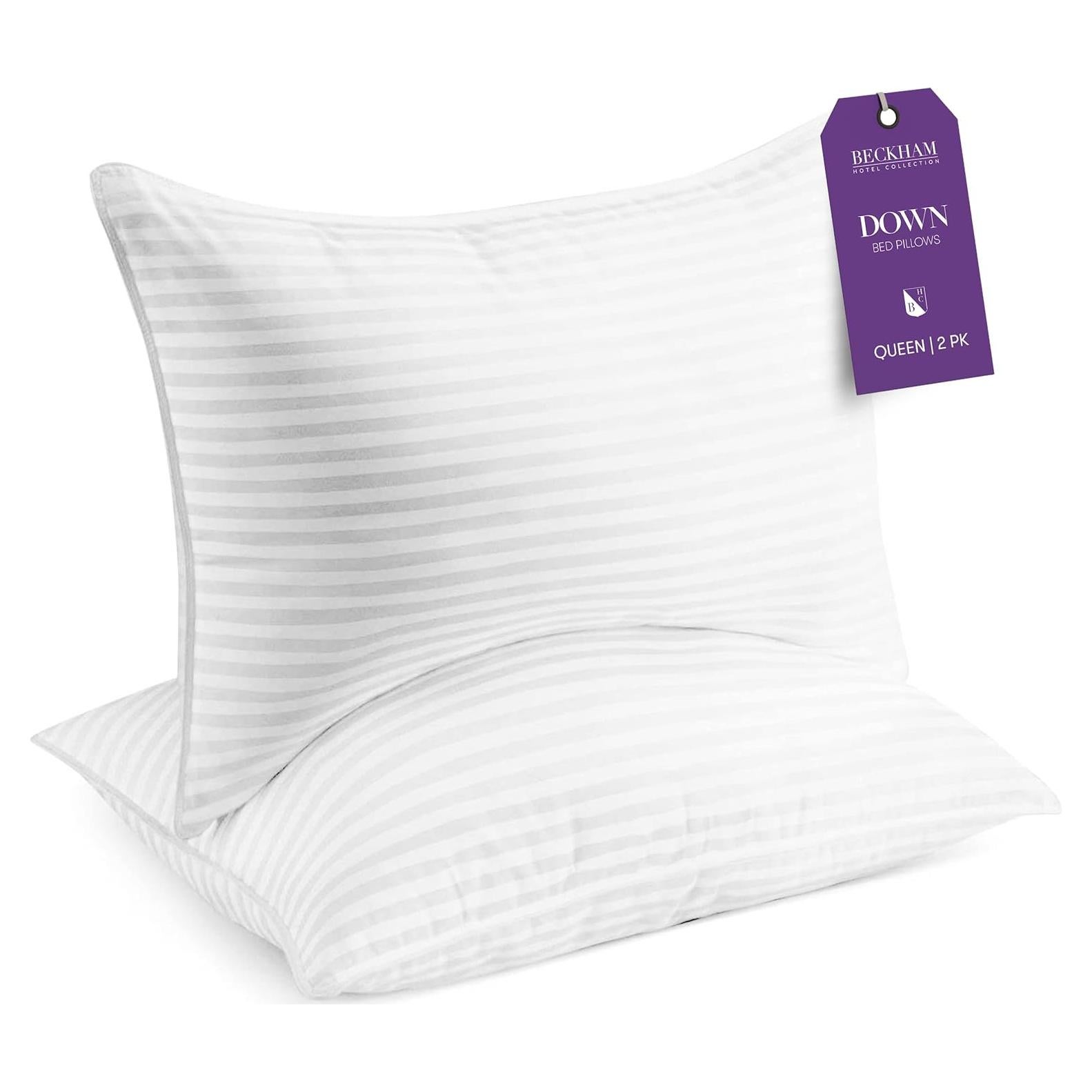 Almohadas de Plumas Beckham Reina Set de 2 - Lavables