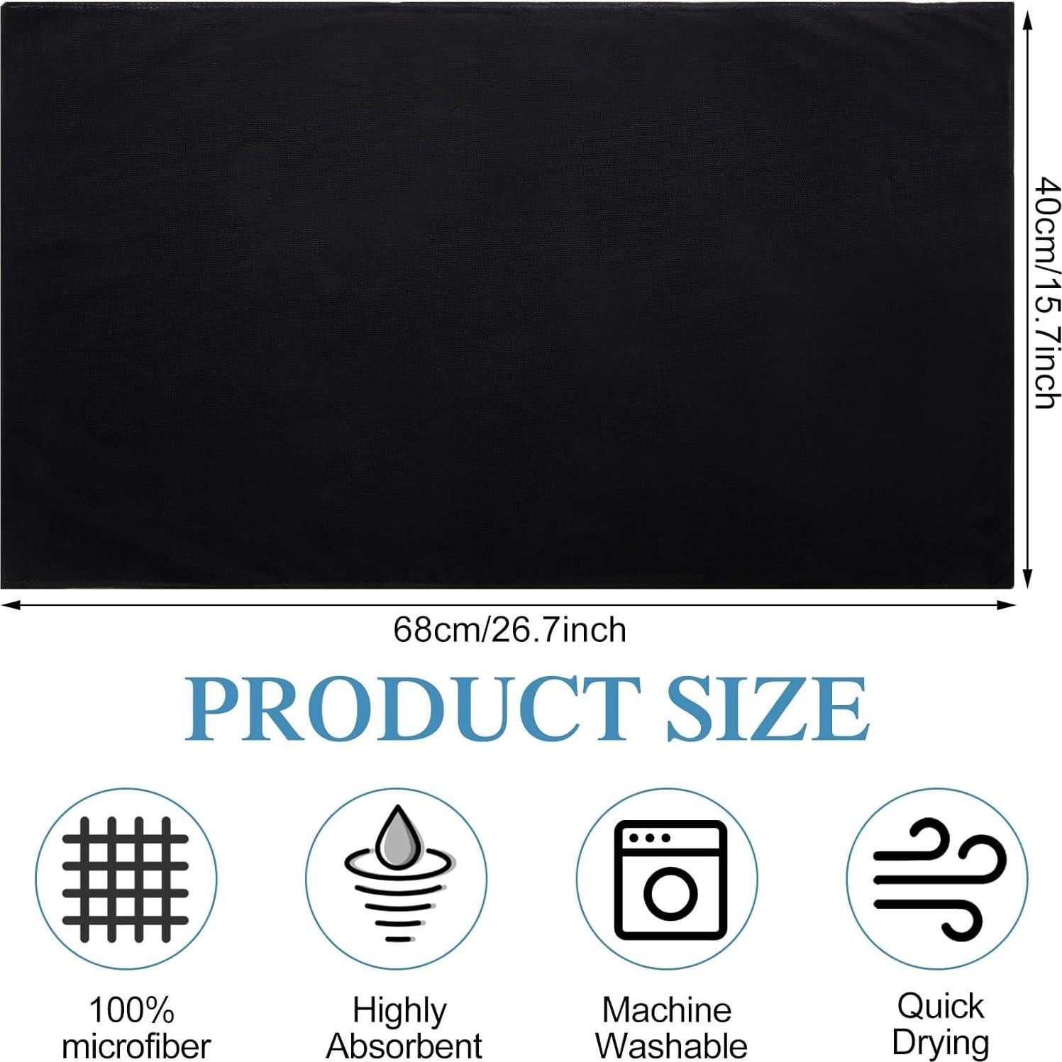 Moukeren 72 Toallas de Mano Negras 40x68 cm Microfibra