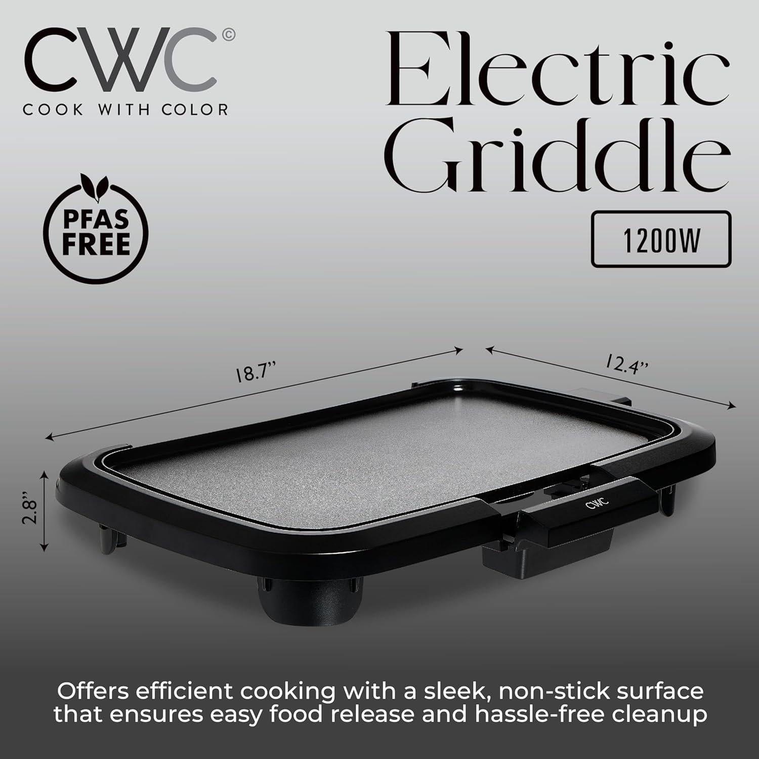 Plancha Eléctrica COOK WITH COLOR 1200W Superficie 25.4x40.6cm