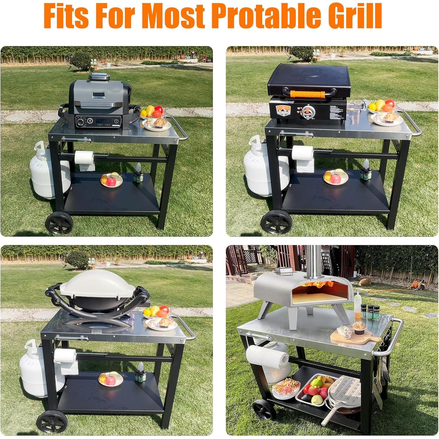 Mesa de Parrilla Exterior Doble Estante GRILL FORCE 85x53 cm