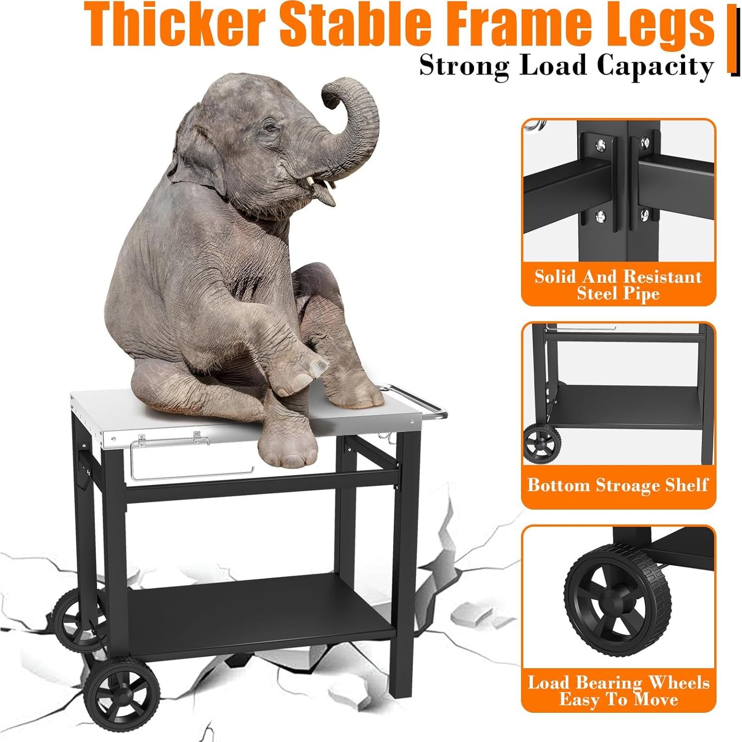 Mesa de Parrilla Exterior Doble Estante GRILL FORCE 85x53 cm